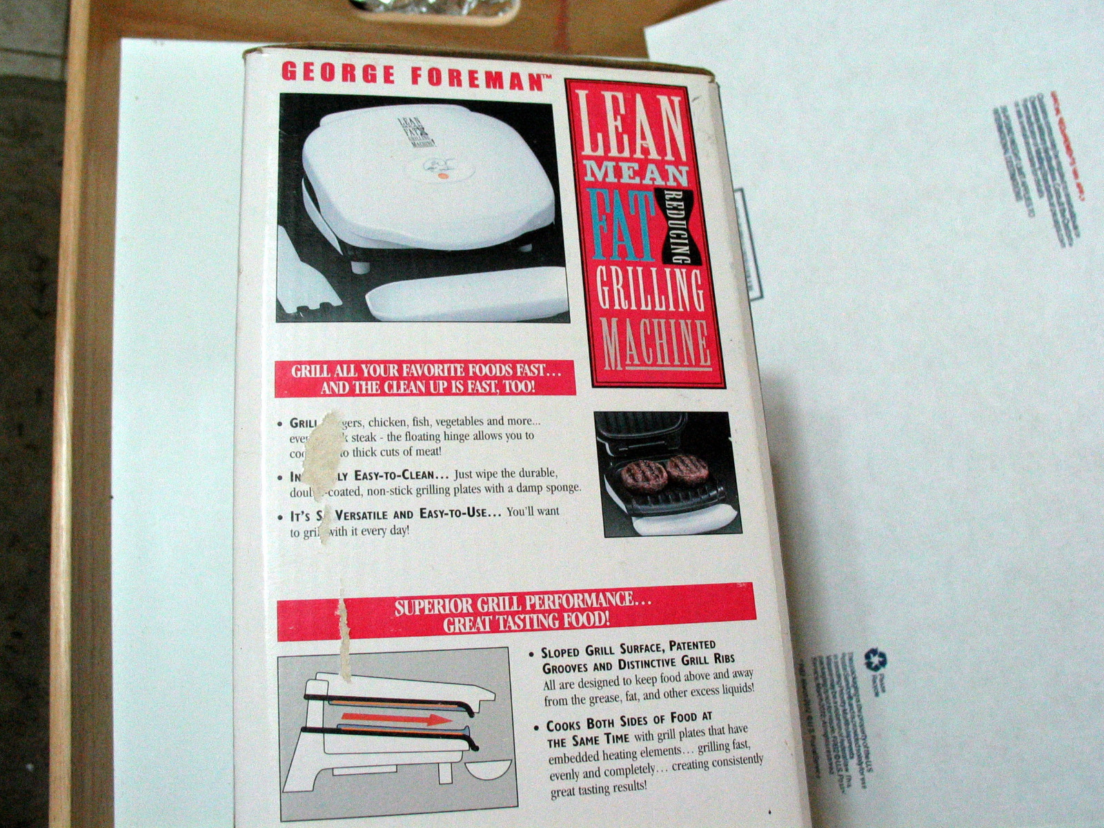 George Foreman Grill Non-Stick Coating White New in Open Box