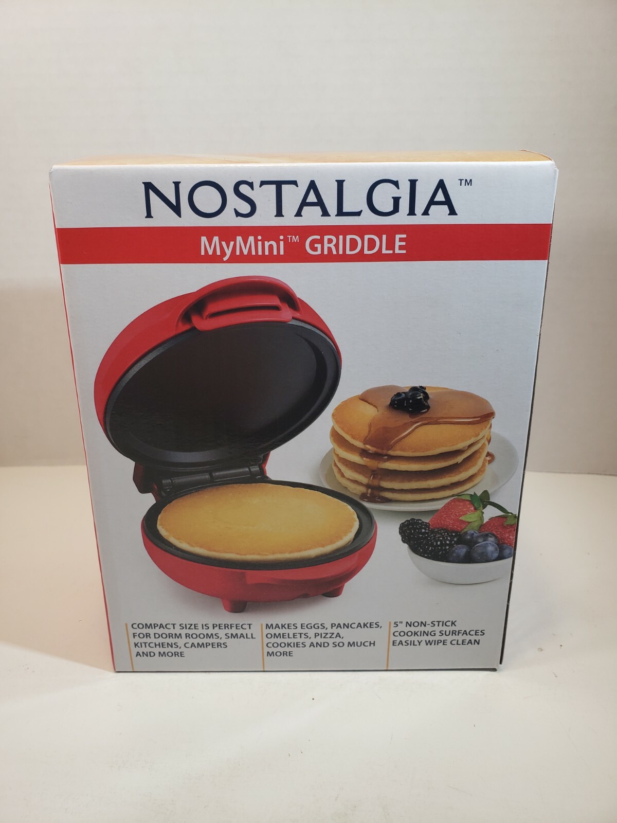 Nostalgia MyMini Non-Stick 5″ Compact Griddle Red Great Gift.