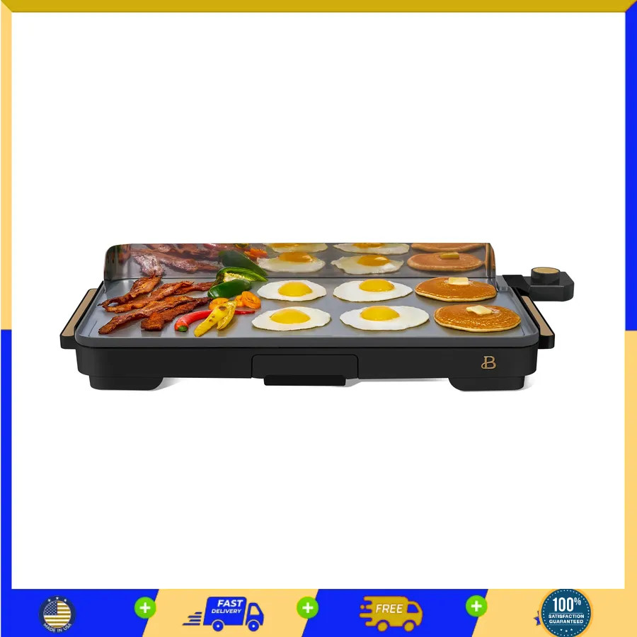 Beautiful Drew Barrymore XL Electric Griddle 12 x 22 Nonstick Black Sesame