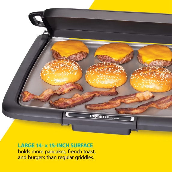Presto 07024 Ceramic Electric Griddle Warmer Plus Nonstick Pancake Black