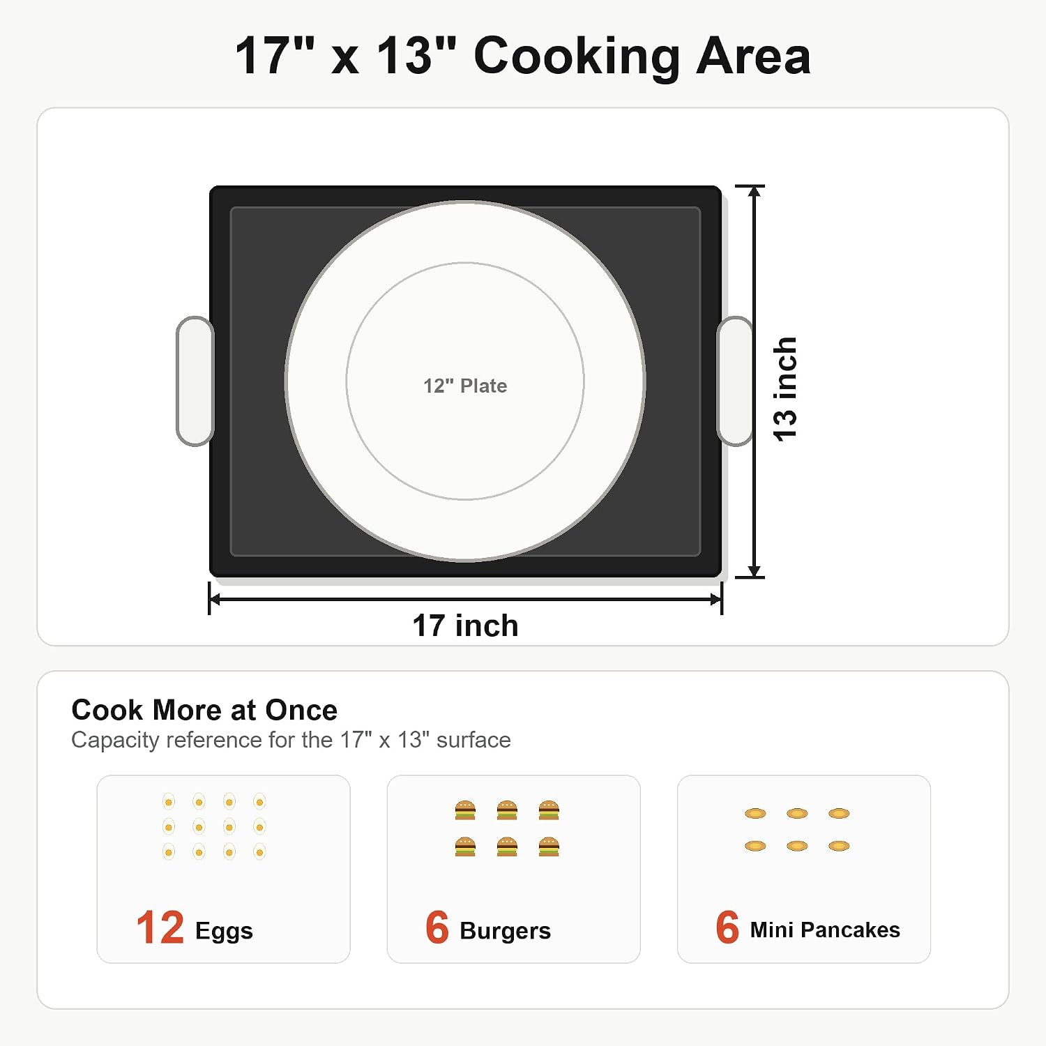 Cast Iron Griddle, Pre-Seasoned, Nonstick, 17 X 13 in Flat Top | Griddle for Gas