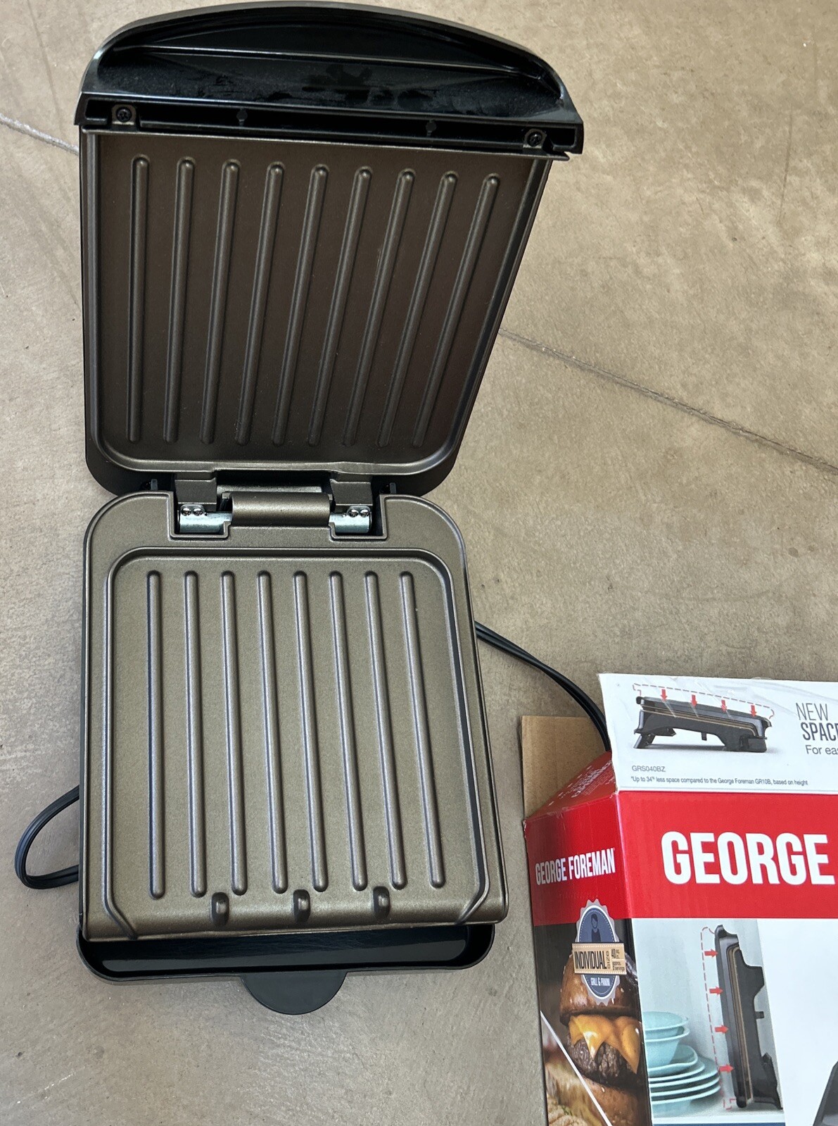 George Foreman Space-Saving Tough NonStick Compact Fast Electric Indoor Grill