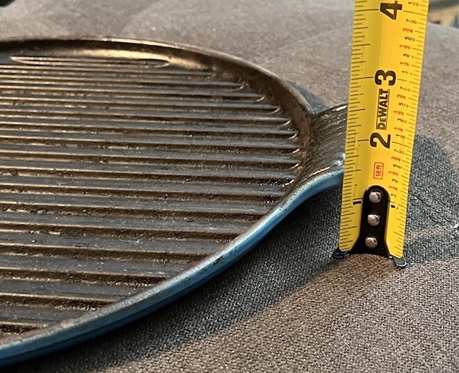 LE CRUESET #32 ROUND BLUE CAST IRON ENAMEL BISTRO GRILL GRIDDLE 12.5″ FRANCE