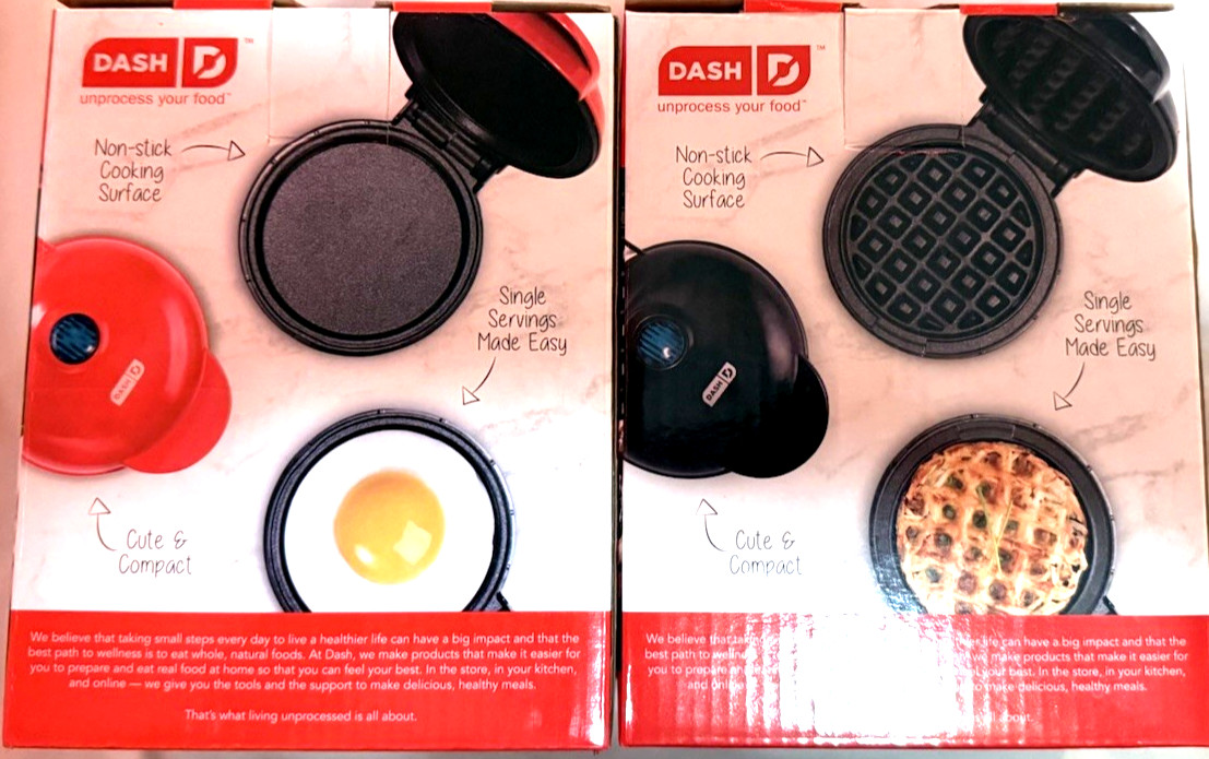 DASH Mini Maker – Griddle + Waffle Maker New Lot of 2circle shape