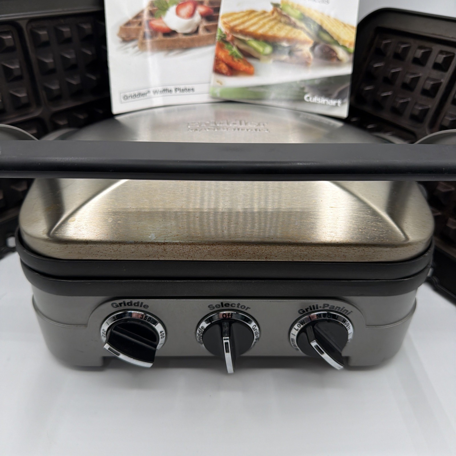 Cuisinart GR-4N 5-in-1 Griddler w/Belgian Waffle Plates Stainless Steel READ