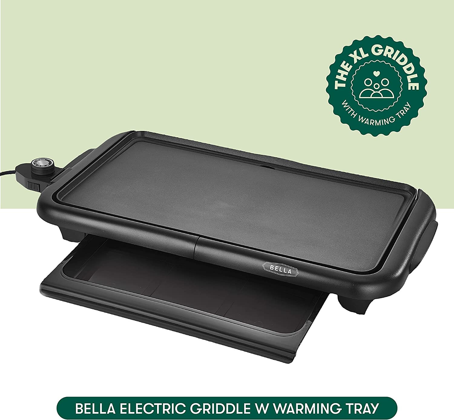 Bella Electric Griddle with Warming Tray – Smokeless Indoor Grill, Nonstick Surf