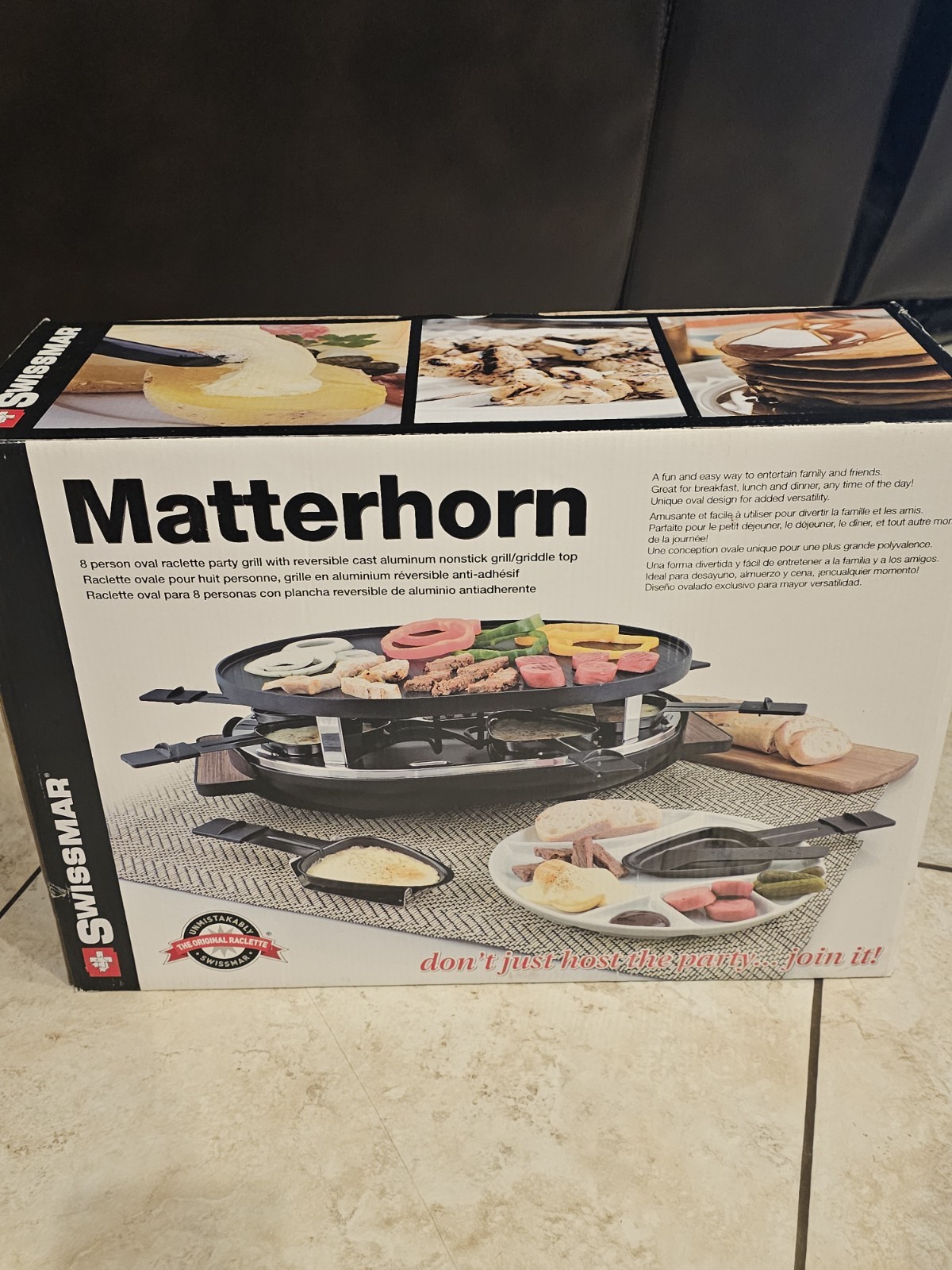 SWISSMAR MATTERHORN RACLETTE REVERSIBLE GRILL PARTY GRILL FOR 8
