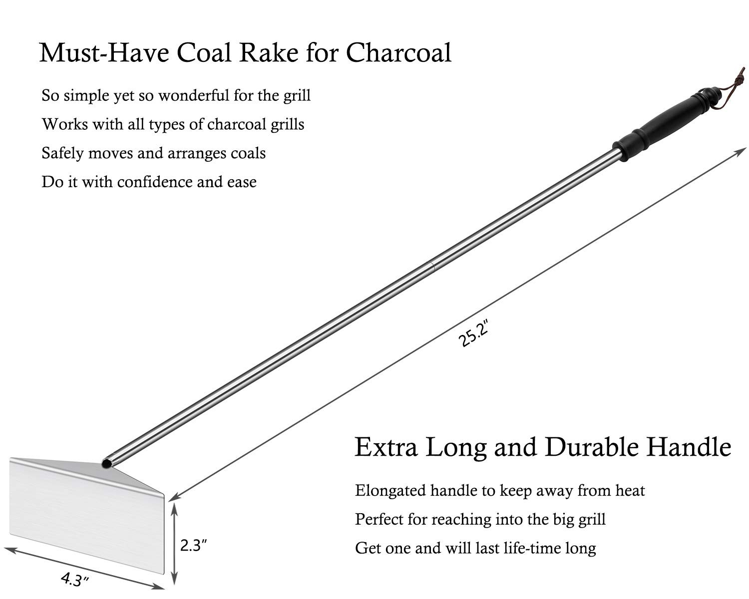Grilliance Charcoal Grill Ash Rake Hoe for Fireplace Wood Stove Pizza Oven,…