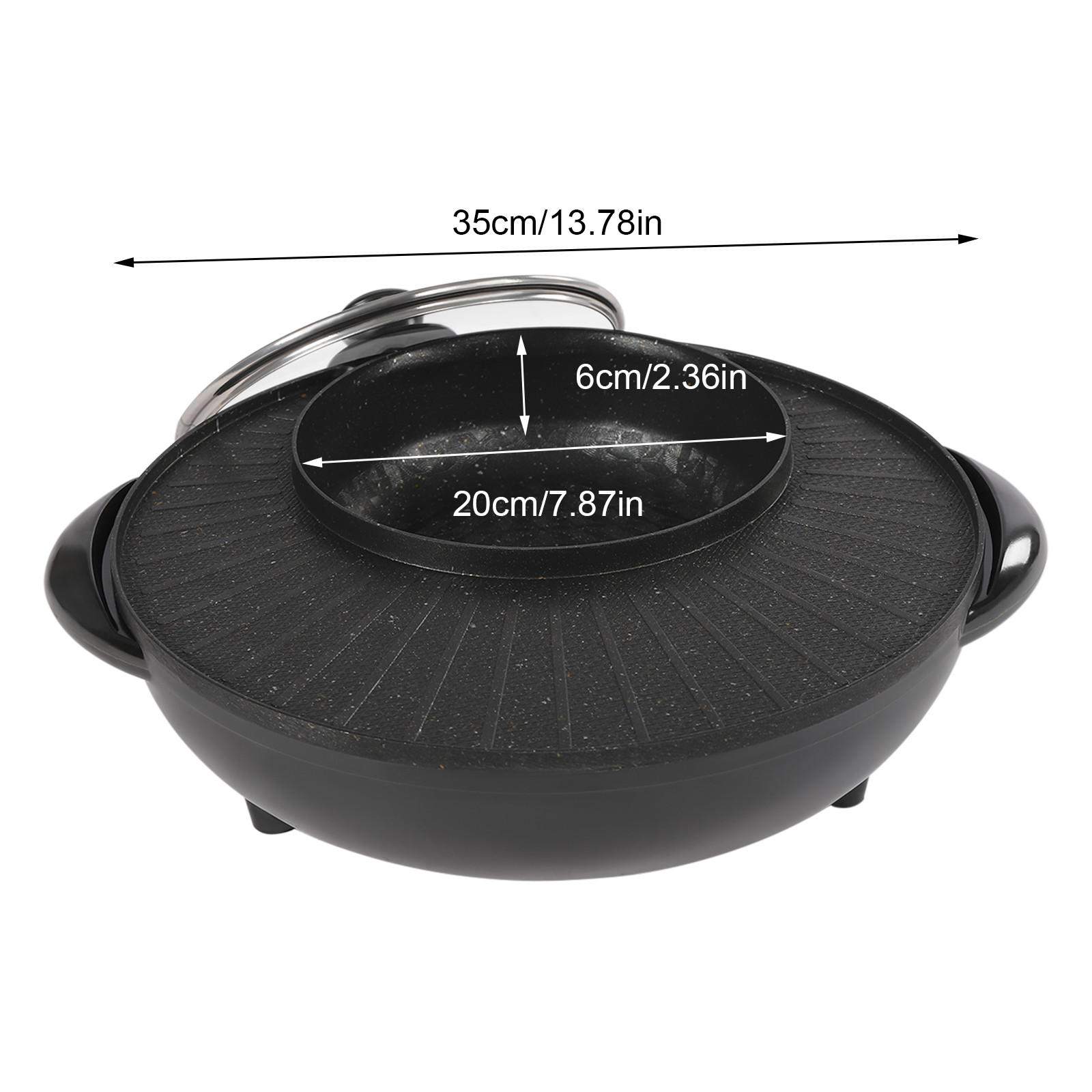 Circular Edition Hotpot Grill Combo Indoor BBQ Parties Electric Hot Pot Black