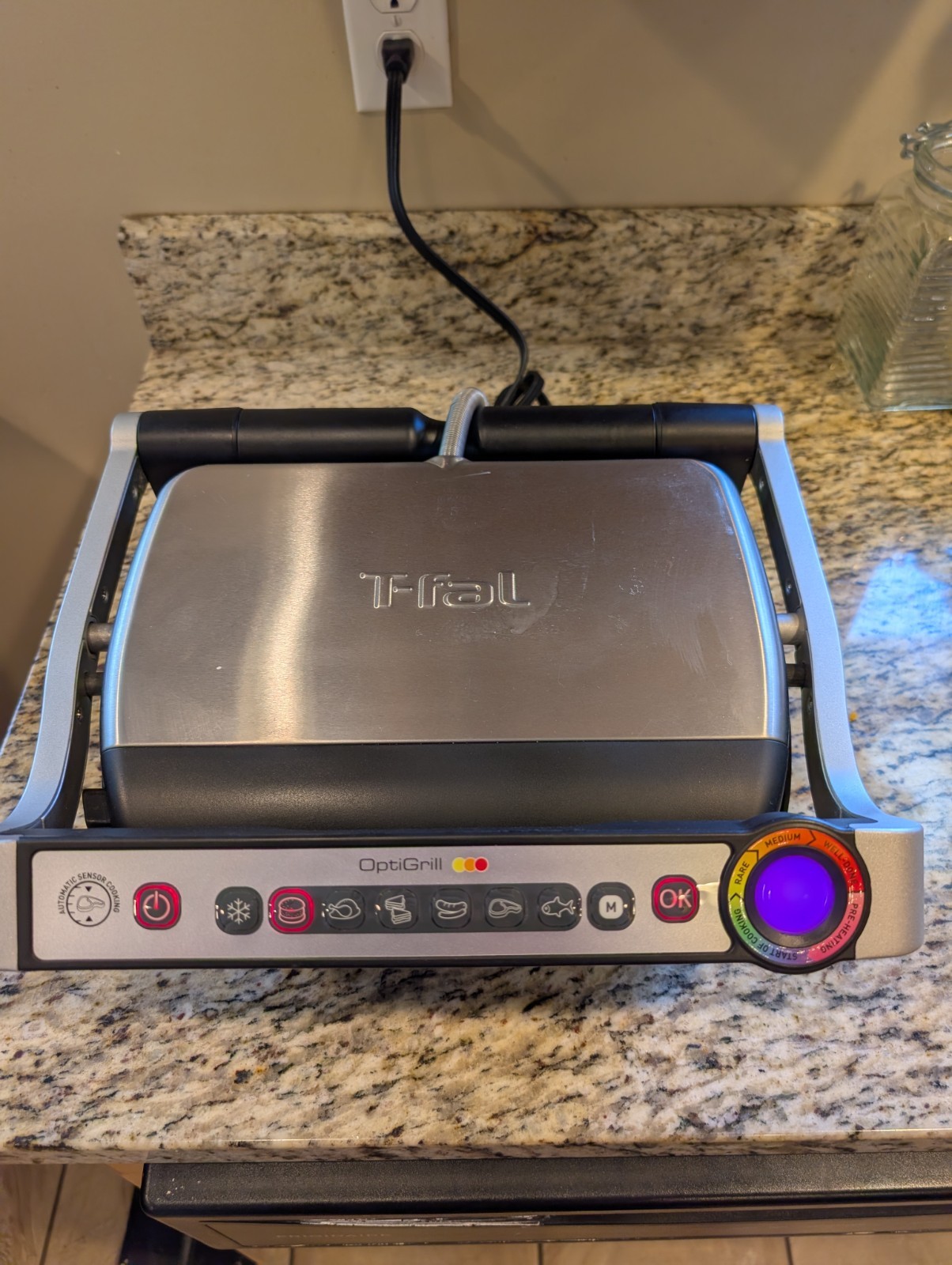 T-fal OptiGrill+ Automatic Electric Indoor Grill With Sensor Cooking Easy Clean