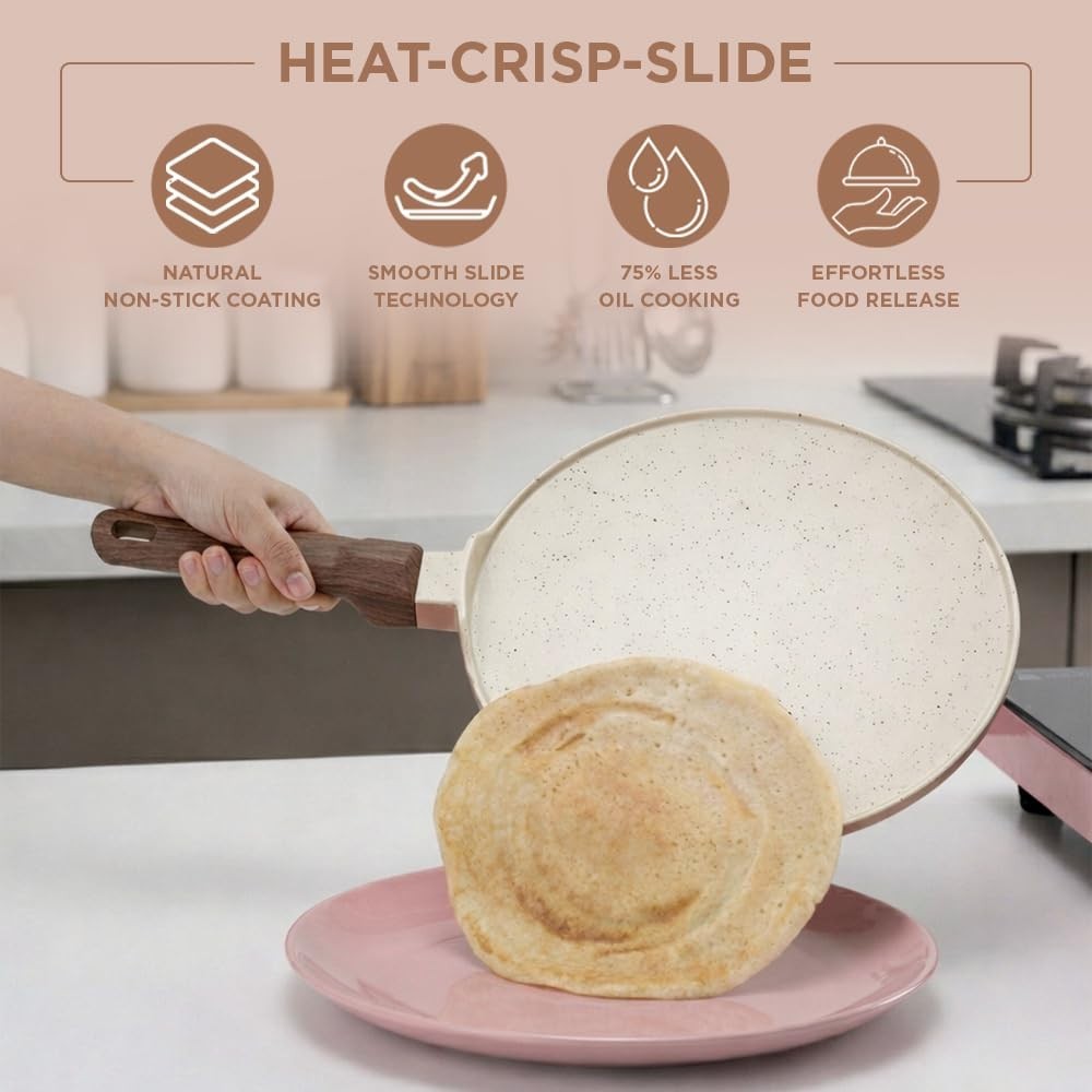 Vinod Ceravit Ceramic Non Stick Dosa Tawa Gas Induction Metal Spoon Safe
