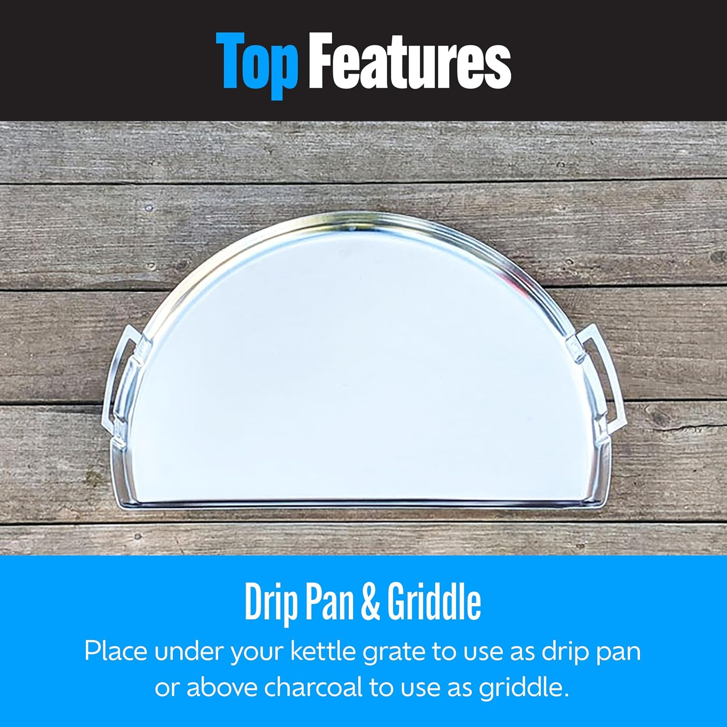 Sns Grills Drip ‘N Griddle Pan 26″ – Extra Large 3-In-1 Charcoal Grill Accessory