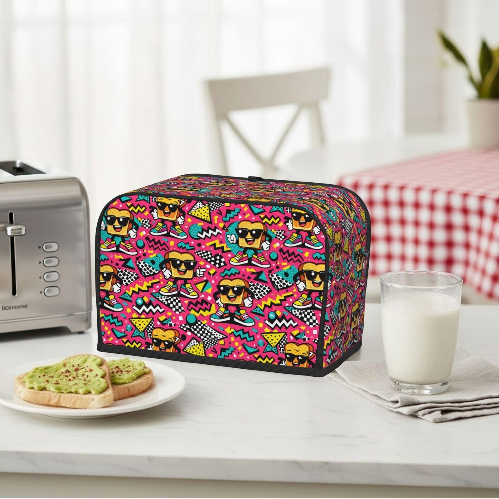 NeuKim 2 Slice Toaster Cover Retro 2 Slice, 90s Pop Art Toast Pattern