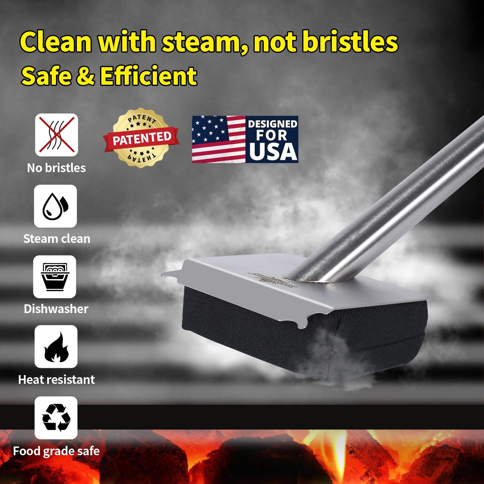 XUDAKAIXIN Steam Grill Brush Bristle Free,[Ultra 17″L x 4.9″W x 3.6″H, Black