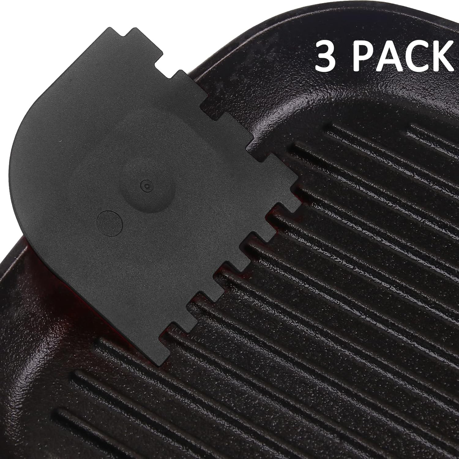 3 Set Plastic Grill Pan Scraper Tool for Griddle Cleaner, Cast Iron Black