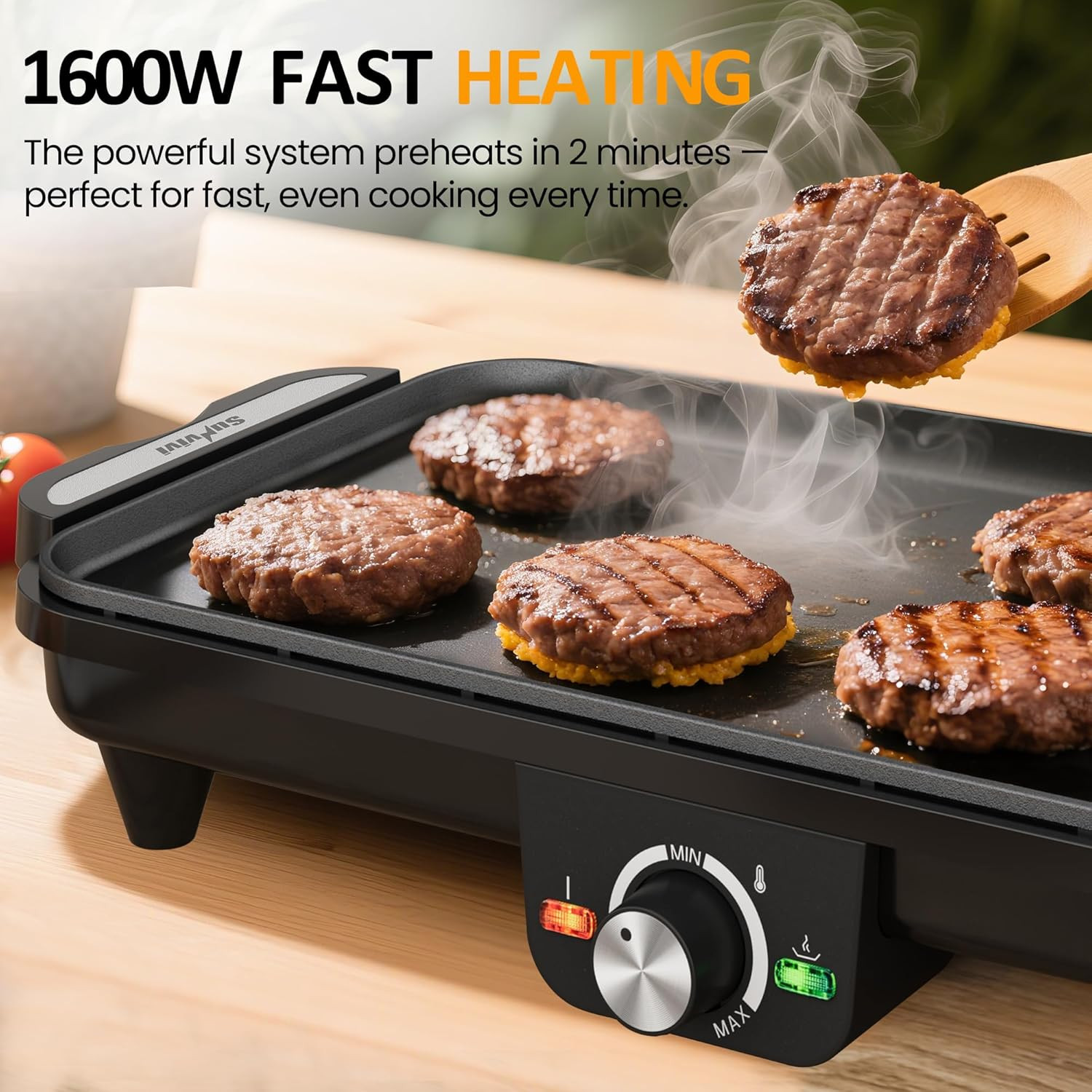 Ultimate Nonstick Electric Griddle: Adjustable Temp & Easy Clean Design