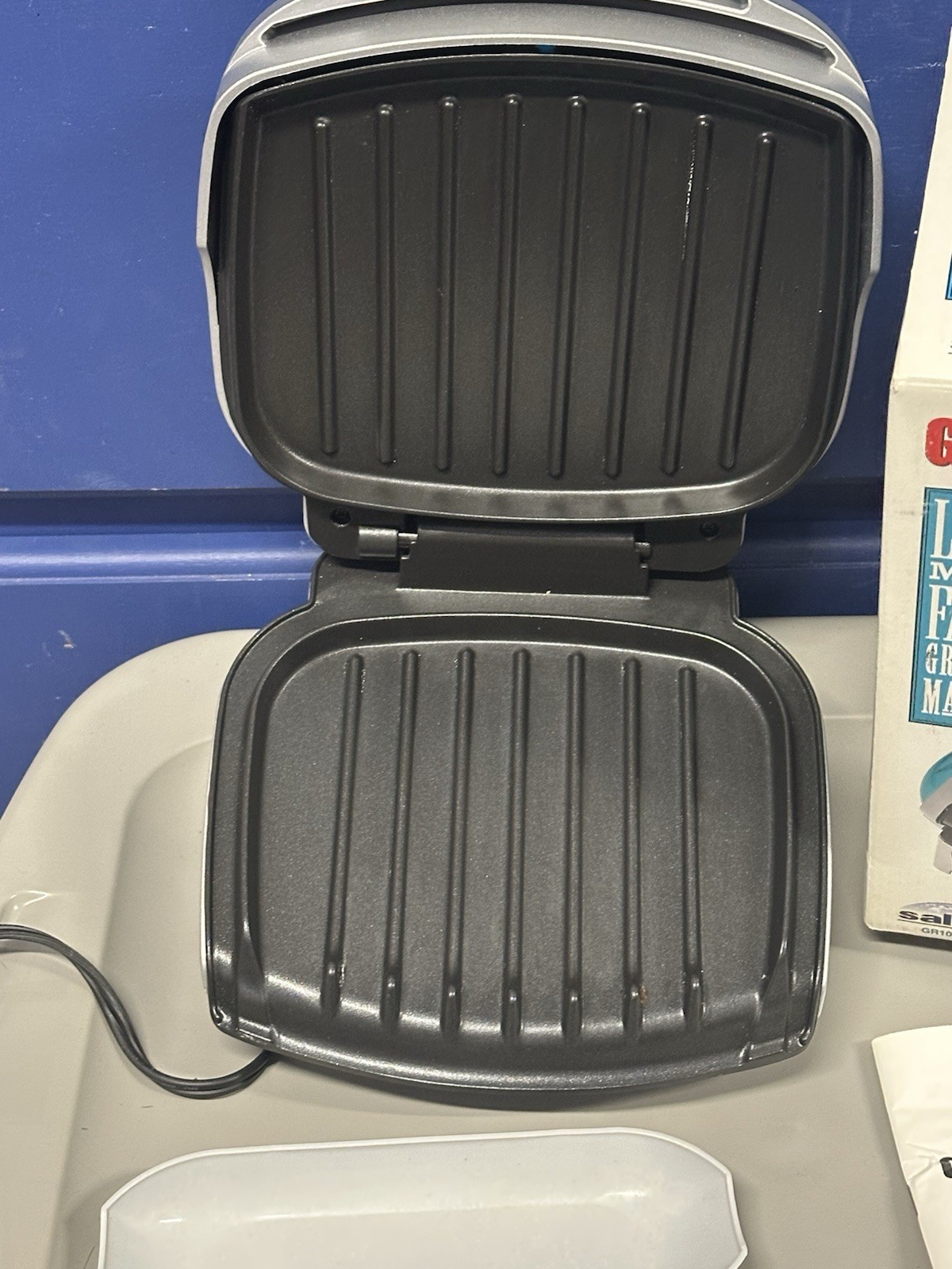 George Foreman Grilling Machine Lean Mean Fat Reduction Nonstick Teal New Open