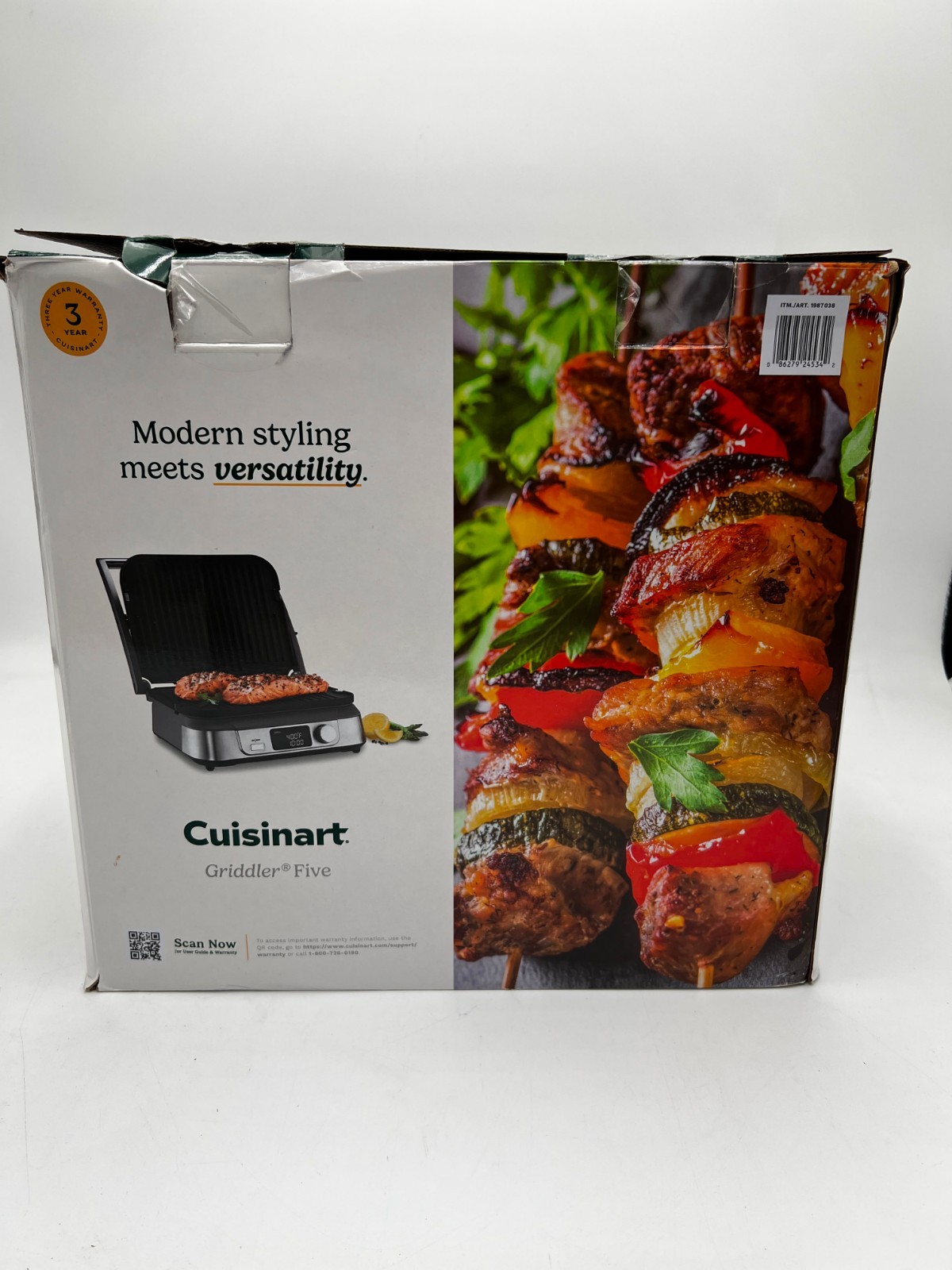 Cuisinart GR-5NAS Electric Griddler FIVE 5-in-1 Grill Panini Press Stainless