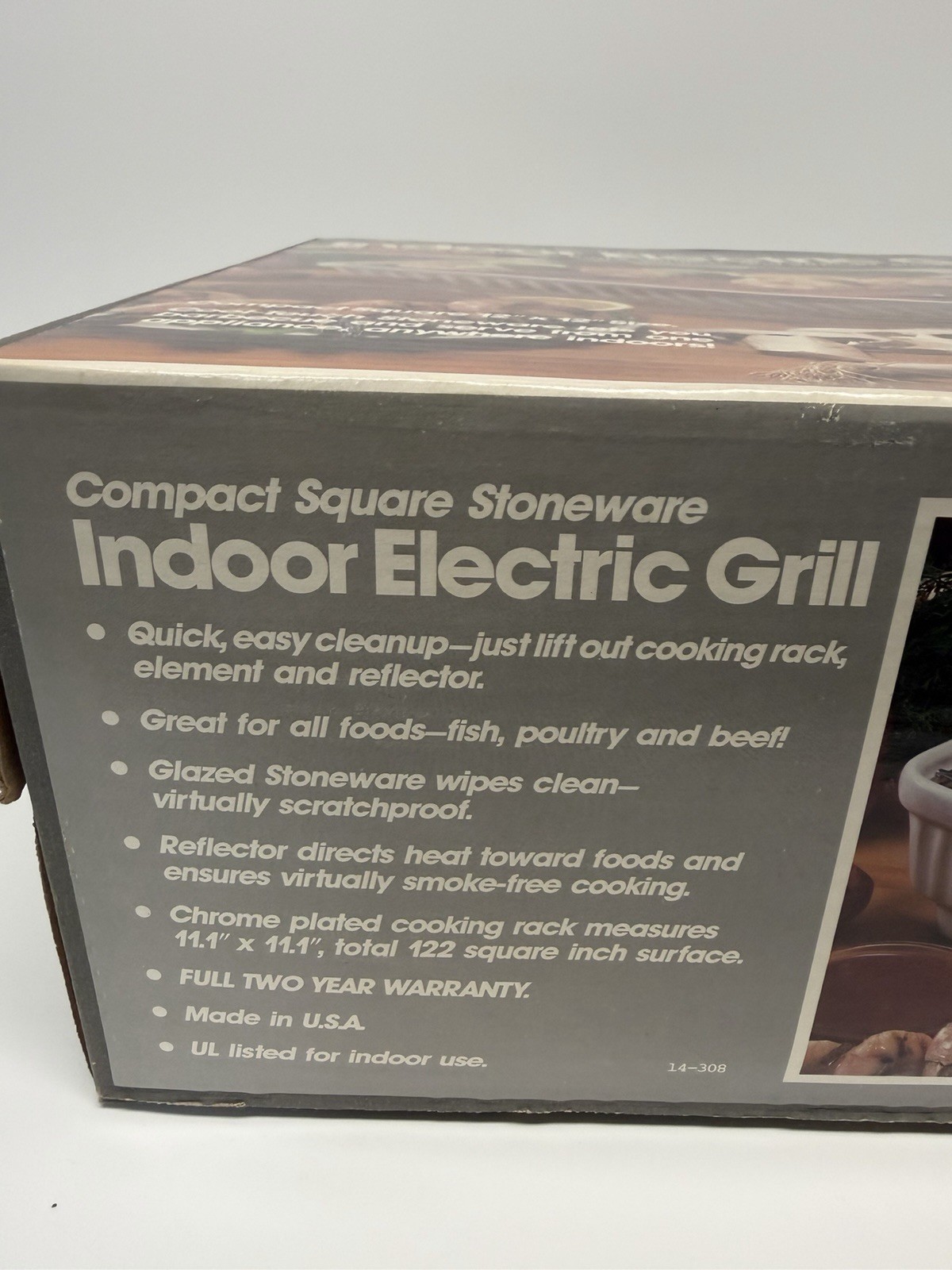 Vintage FAC SEALED Maverick MI-80 Indoor Electric Grill Square Stoneware 12×12