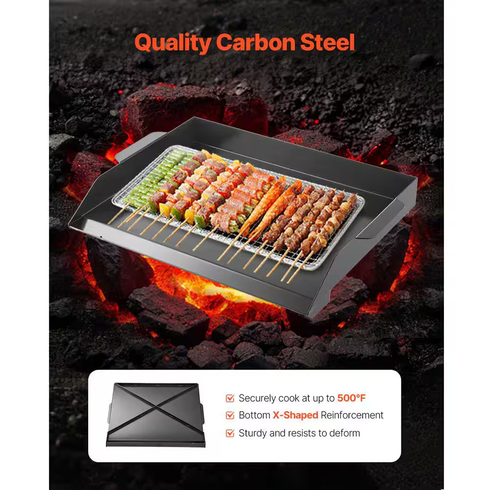Carbon Steel Griddle, 22X16 In. Universal Flat Top Rectangular Plate, Portable F