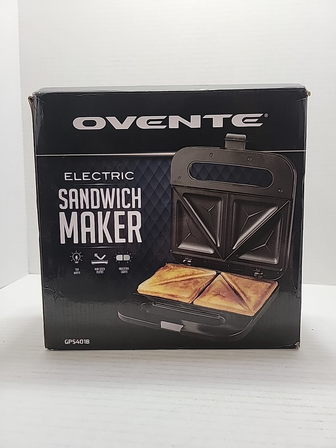 Electric Sandwich Maker, Non-Stick Plates, Indicator Lights, New-Black GPS401B