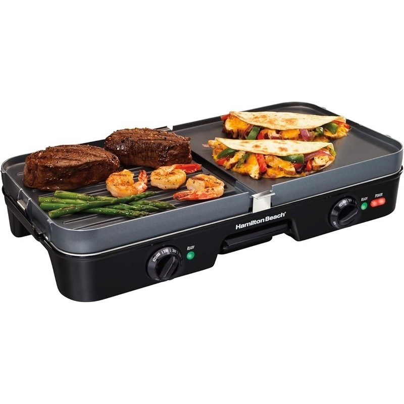 Electric Indoor Grill Griddle Combo Dual Zone Nonstick Cooking Plates 425°F New