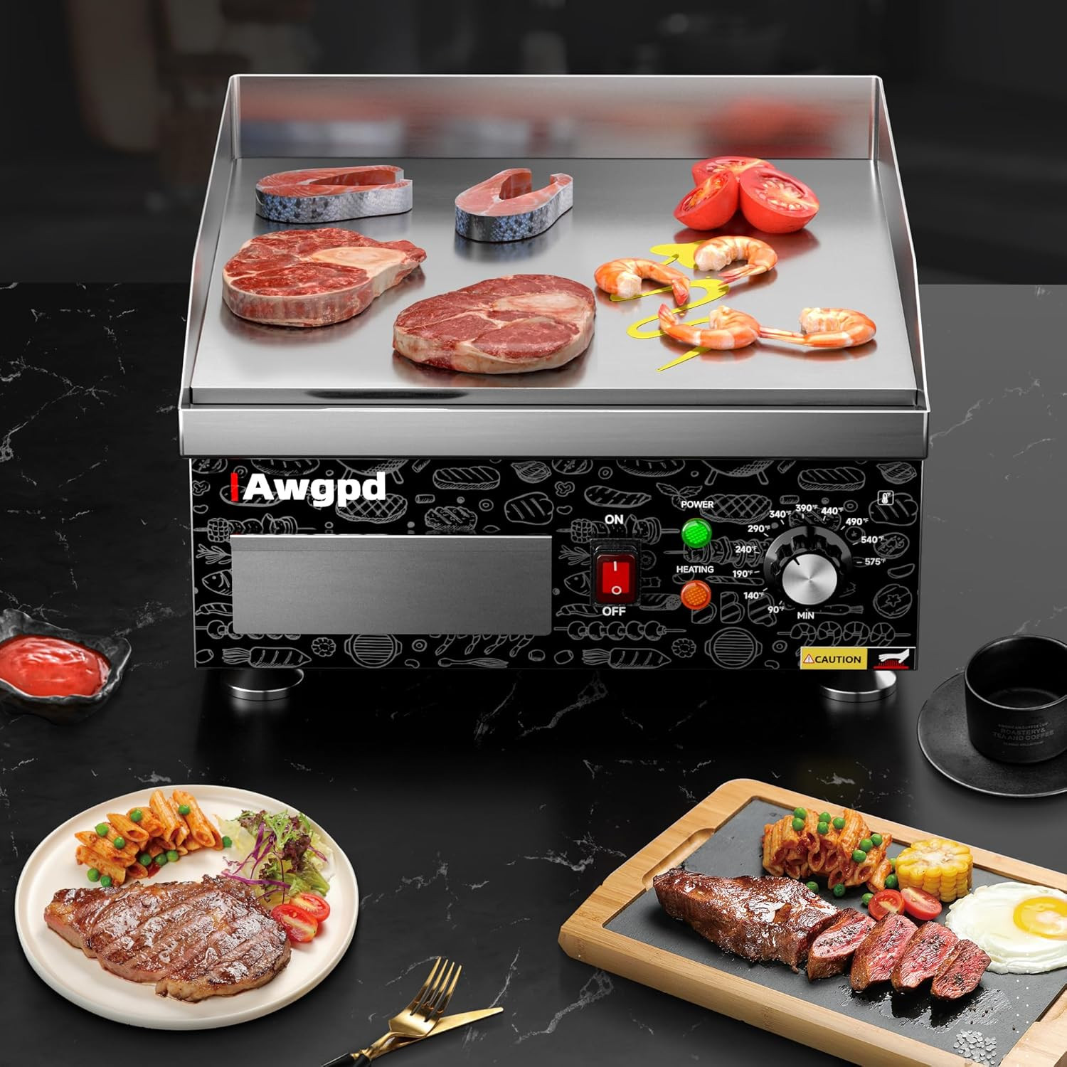 14″ Commercial Electric Griddle,Electric Countertop Flat Top Griddle,110V 1800W