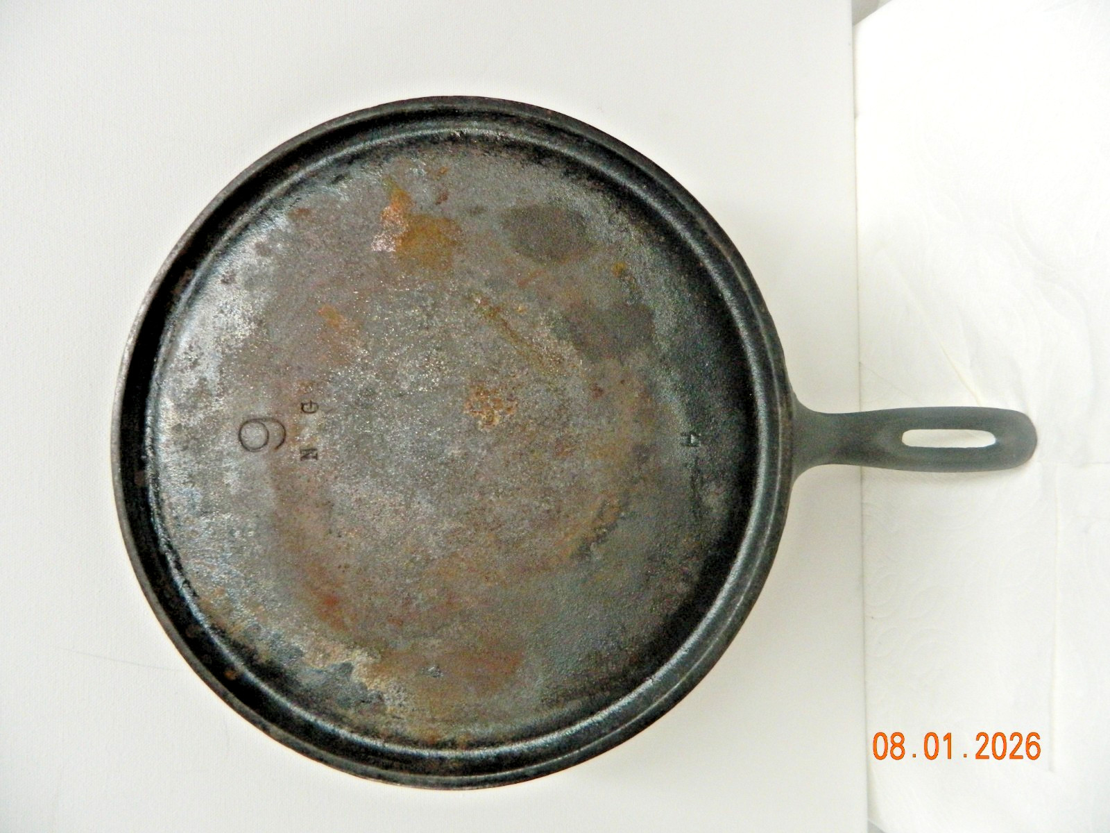ANTIQUE CAST IRON ROUND GRIDDLE HOT PLATE 9 NG 11” PANCAKE PAN