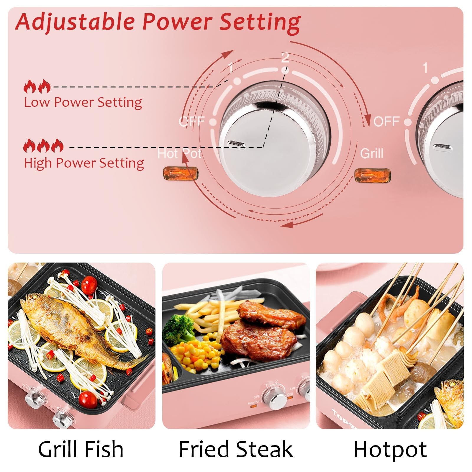 2-in-1 Electric Hot Pot & Grill, Nonstick, Dual Temp Control, Fast Heating, Idea