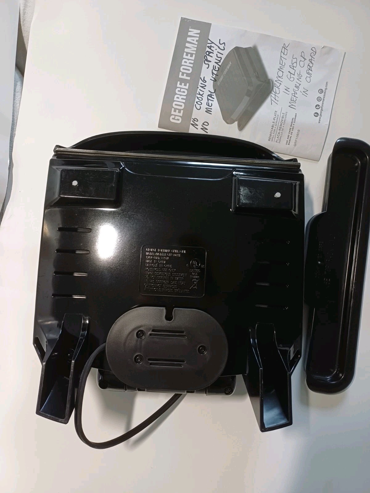 George Foreman GRP1065B Removable Plate Grill Panini Used