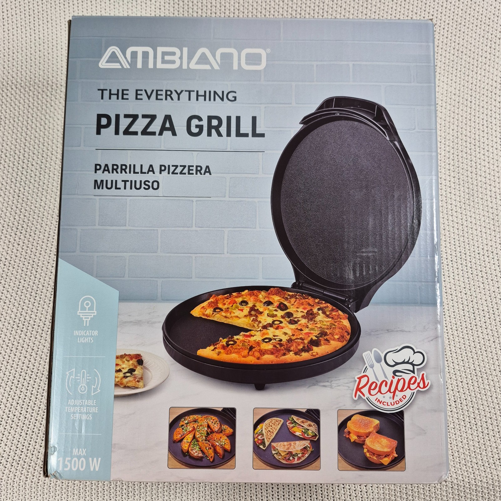 The Everything Pizza Grill 12″ Adjustable Temperature With Recipes Easy Clean
