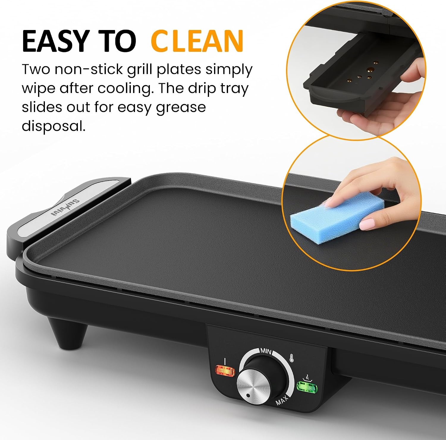 Sunvivi 38” Extra Large Electric Griddle – Foldable Grill Nonstick Plate | with