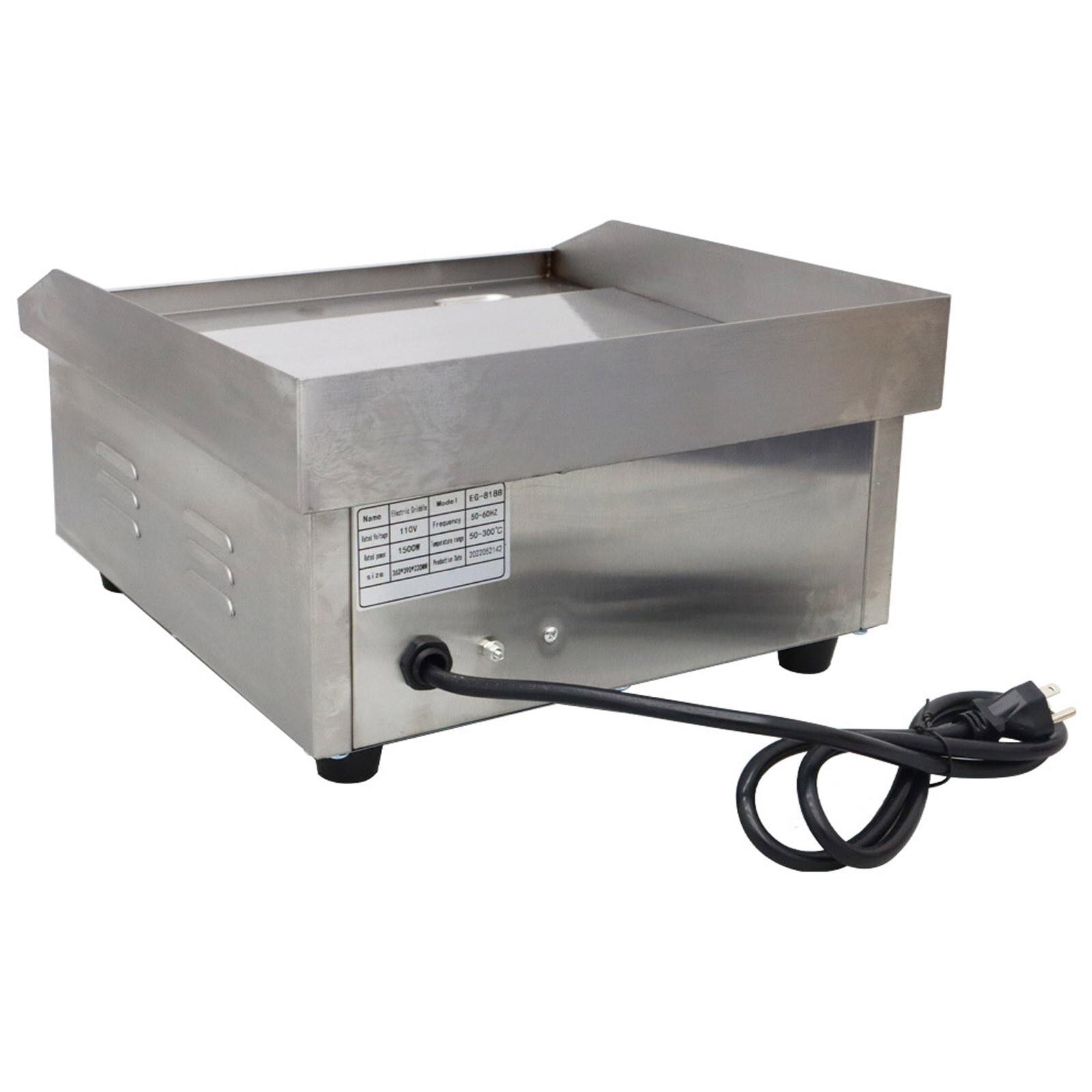 110V Flat Cooking Griddle Grill Stainless Steel Counter Top Electric Gridle