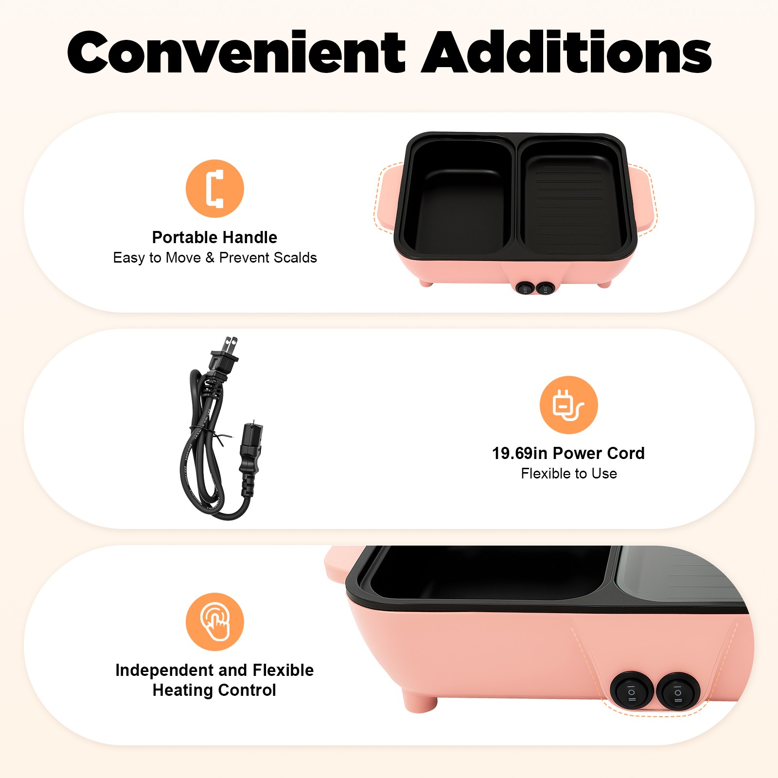 2in1 Electric Hot Pot Non-Stick Korean BBQ Plate Pan Shabu Grill Barbecue 1200W
