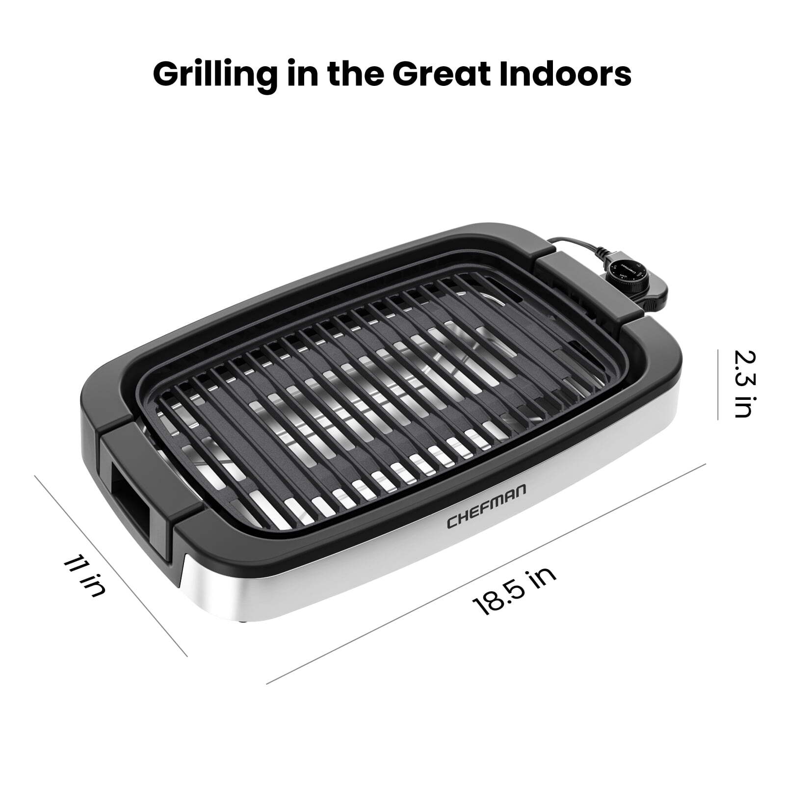 Smokeless Indoor Electric Grill, Adjustable Temperature Control, Dishwasher-Safe
