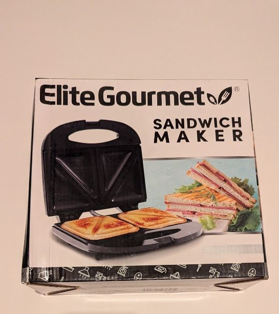 Elite Gourmet Sandwich Maker Non-Stick Grilled Cheese Panini Press Black NEW