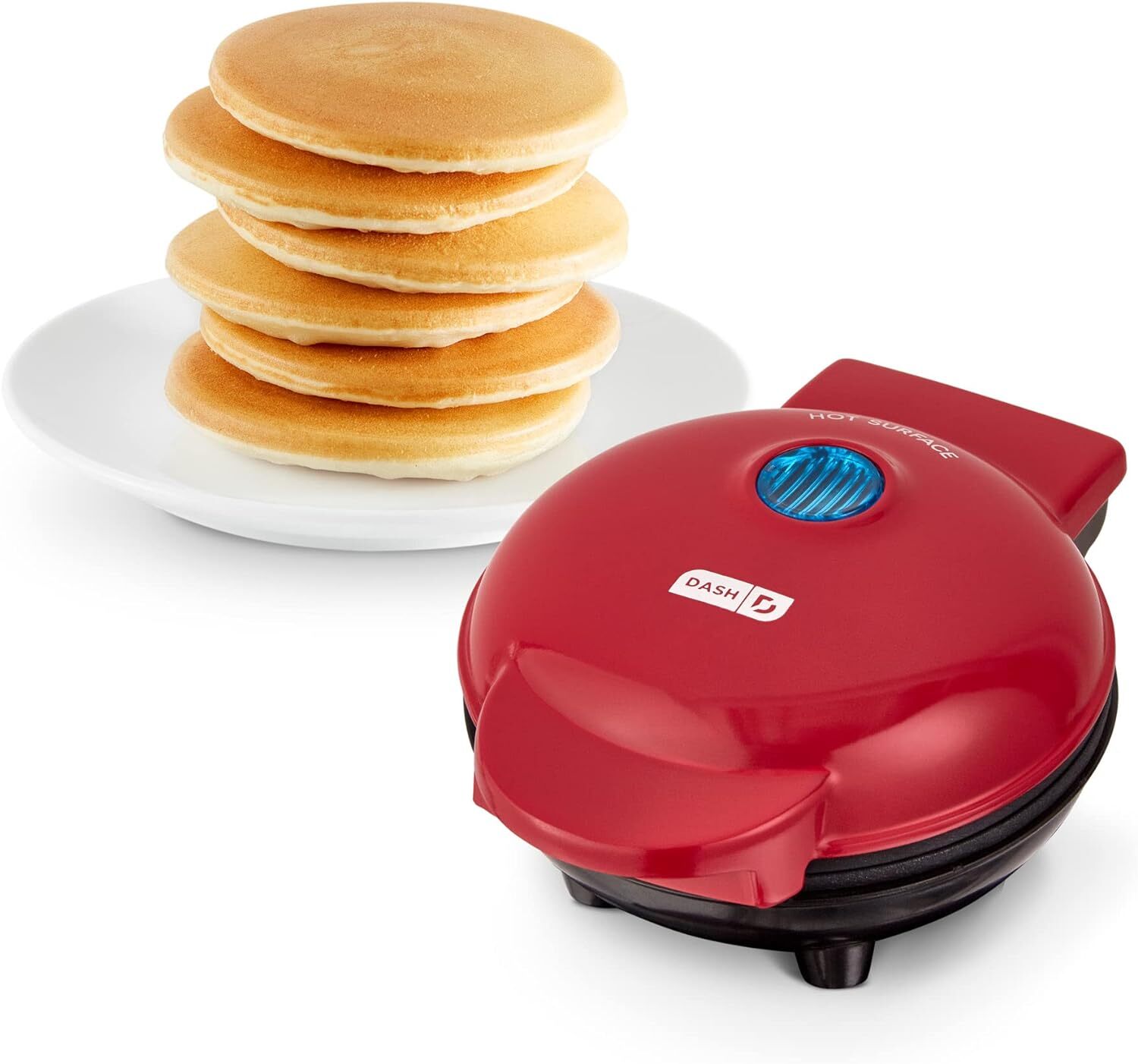 Dash DMS001RD Mini Maker Electric Round Griddle for Individual Pancakes,