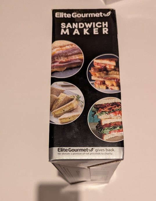 Elite Gourmet Sandwich Maker Non-Stick Grilled Cheese Panini Press Black NEW