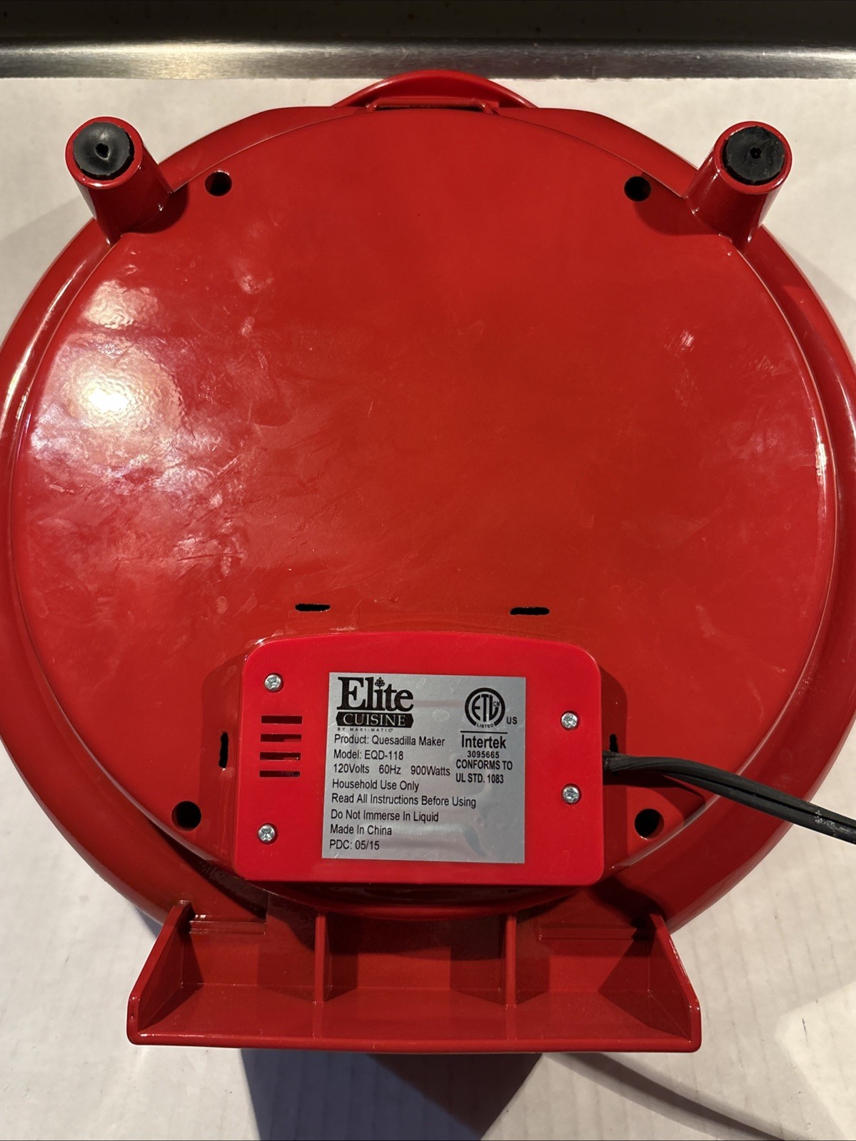 Elite Cuisine 11″ Fiesta Quesadilla Maker Red Model EQD-118 Tested Works