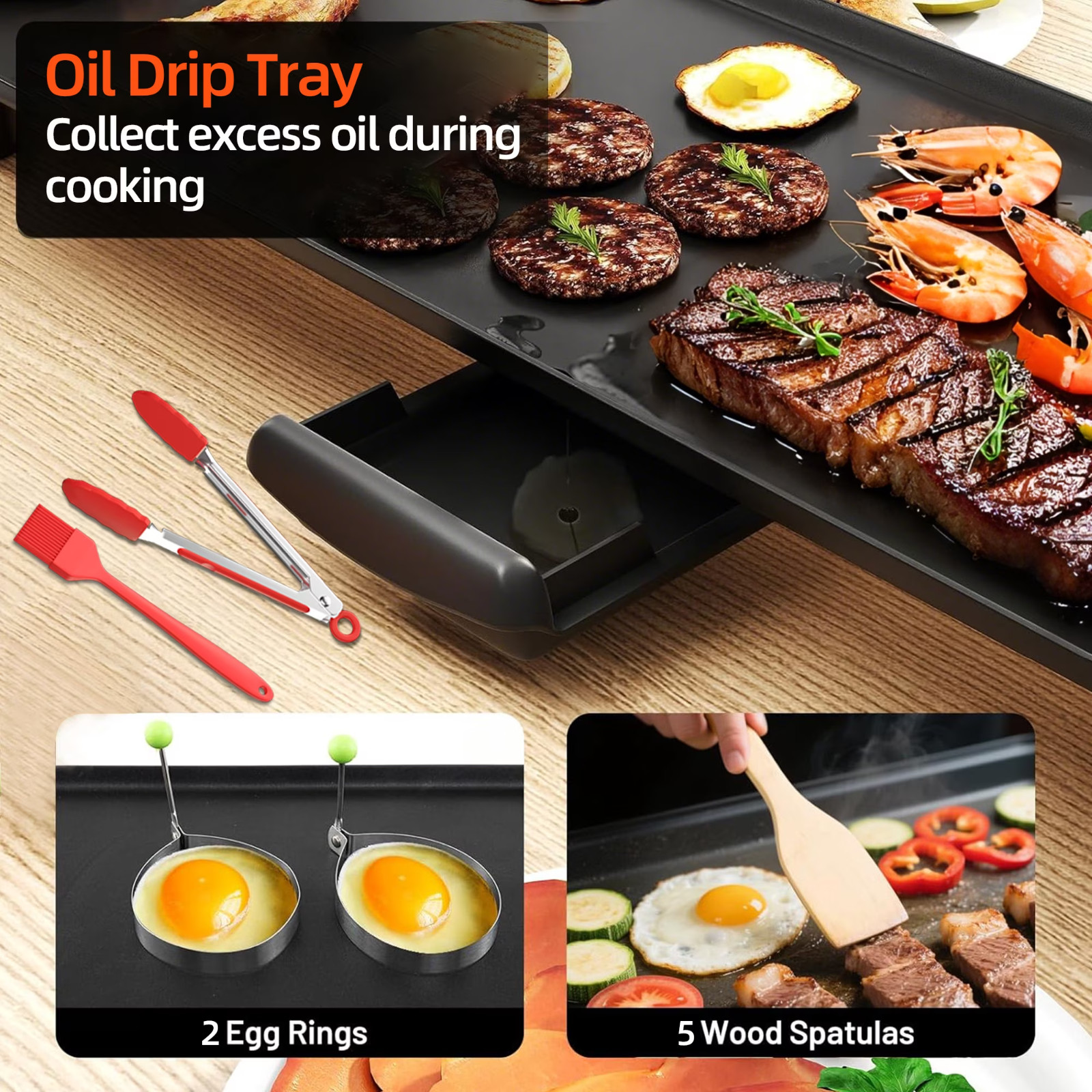AORAN 39.5″ Extra Large Electric Griddle Teppanyaki Grill Nonstick Drip Tray