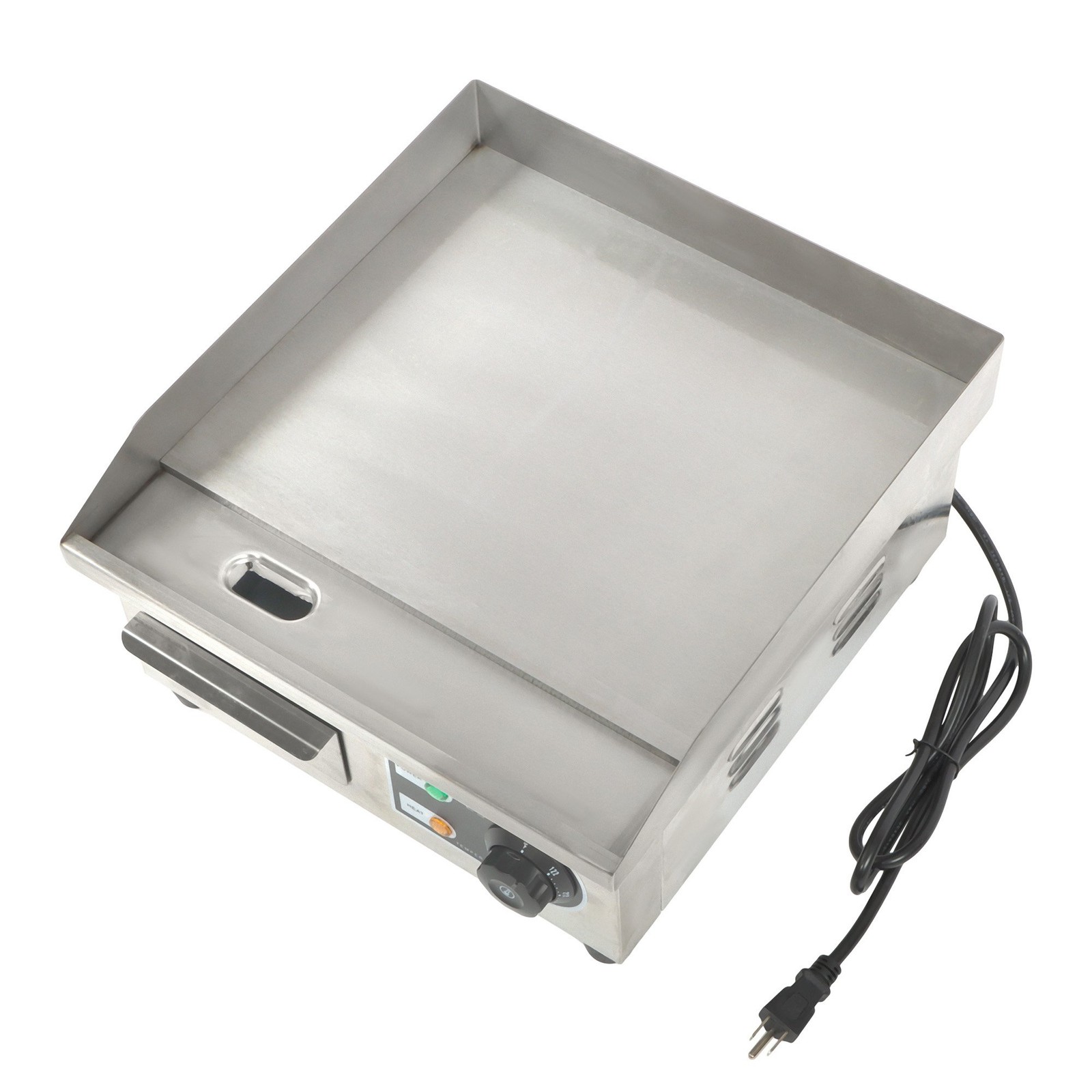 Commercial Grade Electric Griddle, 1500W Power, 14in Flat Top Stainless Steel