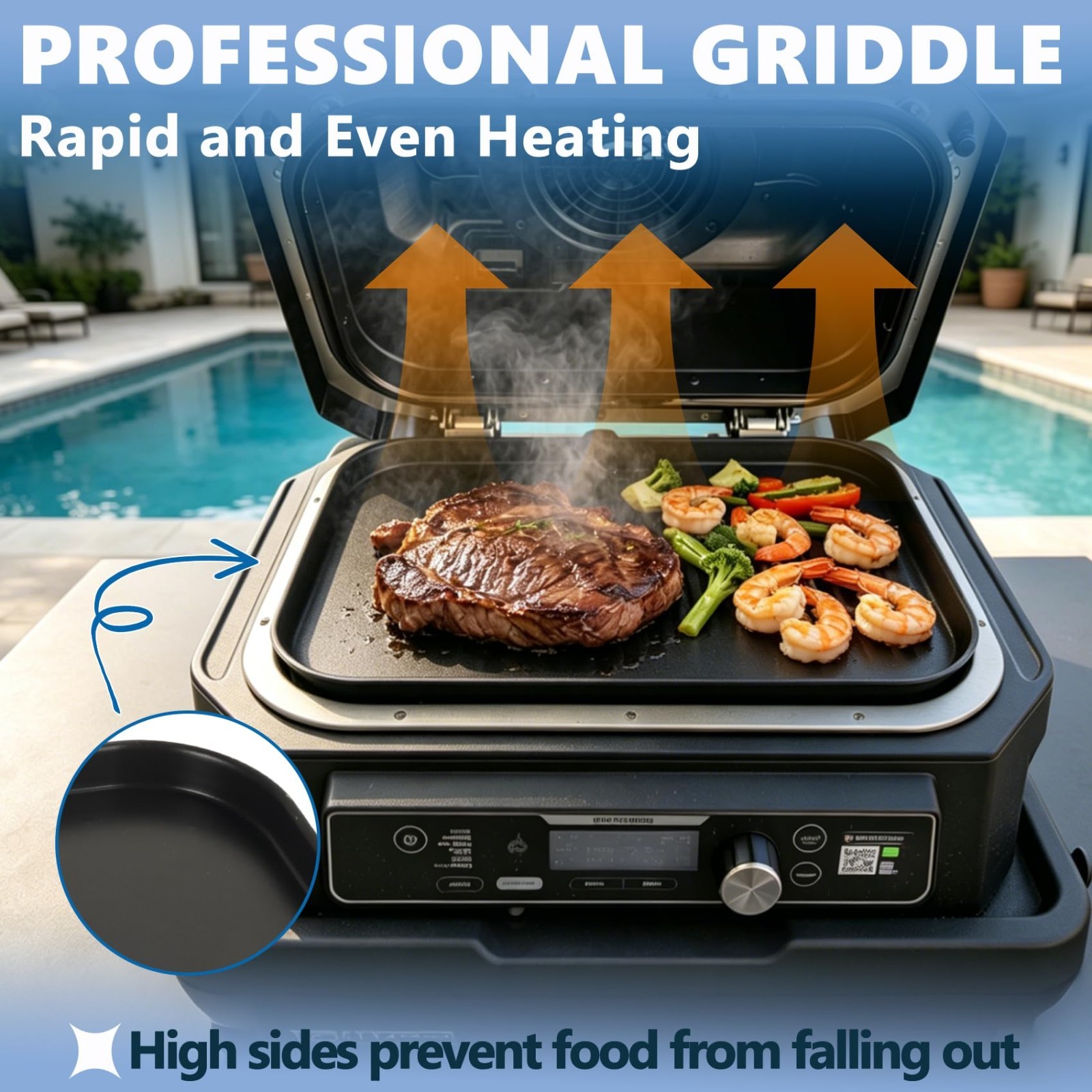Non-Stick Flat Top Griddle Plate for Ninja Woodfire Grill XL & OG Series Accesso