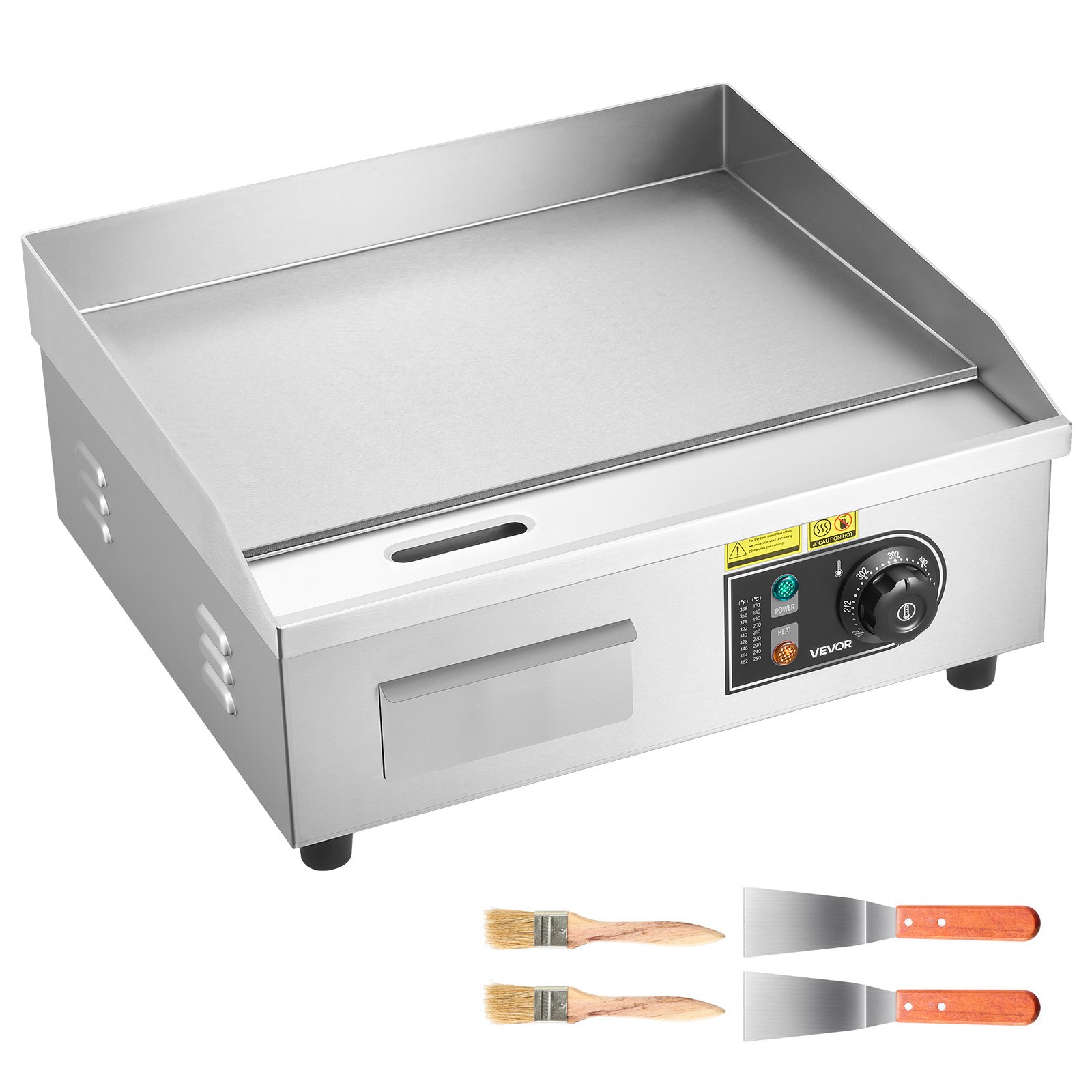 VEVOR 18″ Commercial Electric Griddle Countertop Flat Top Grill 1750W 122-570°F