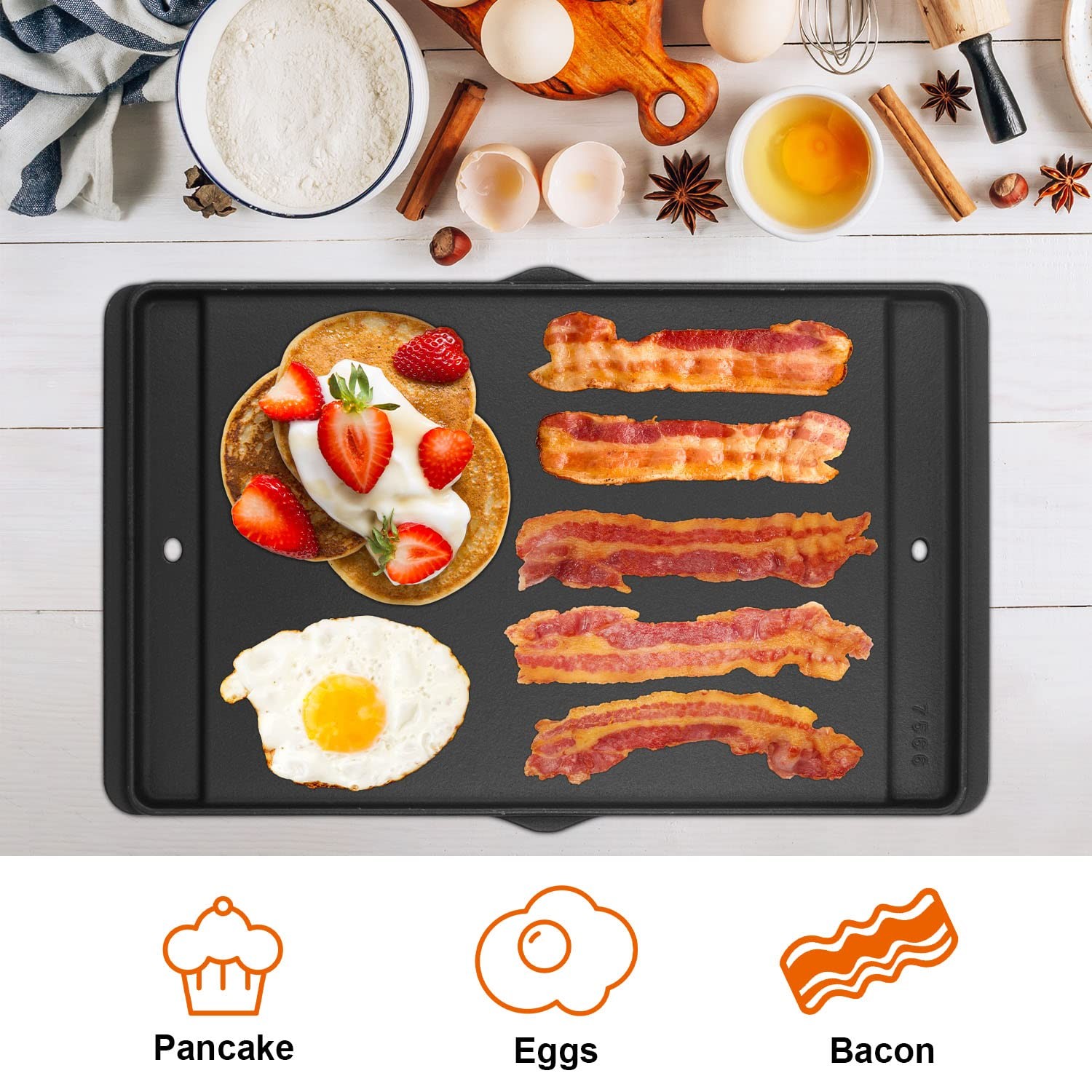 DELSbbq 7566 Cast Iron Griddle for Weber Genesis 300 (Not Genesis II)