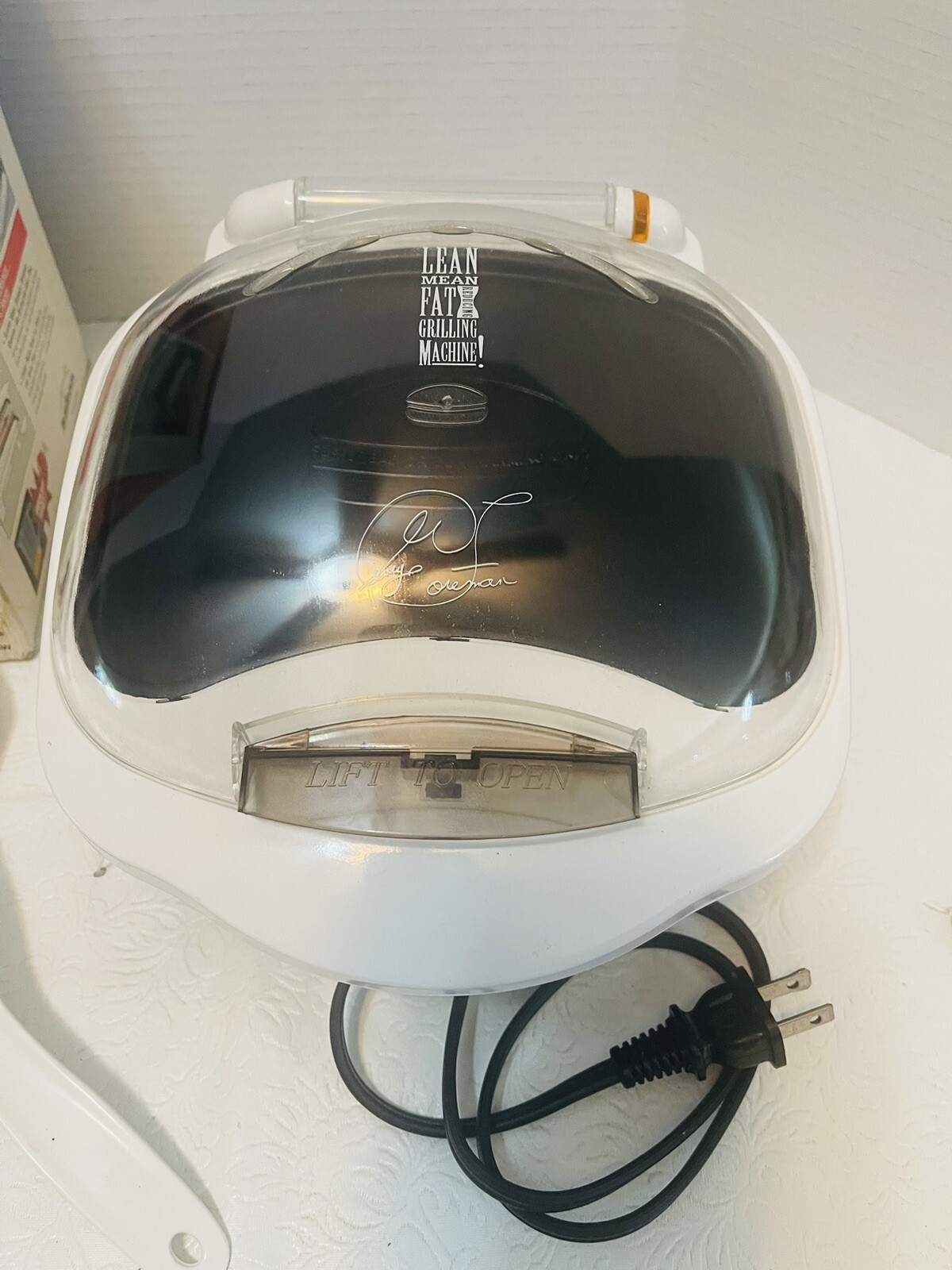 George Foreman GR10ABW Champ Grill with Bun Warmer – White