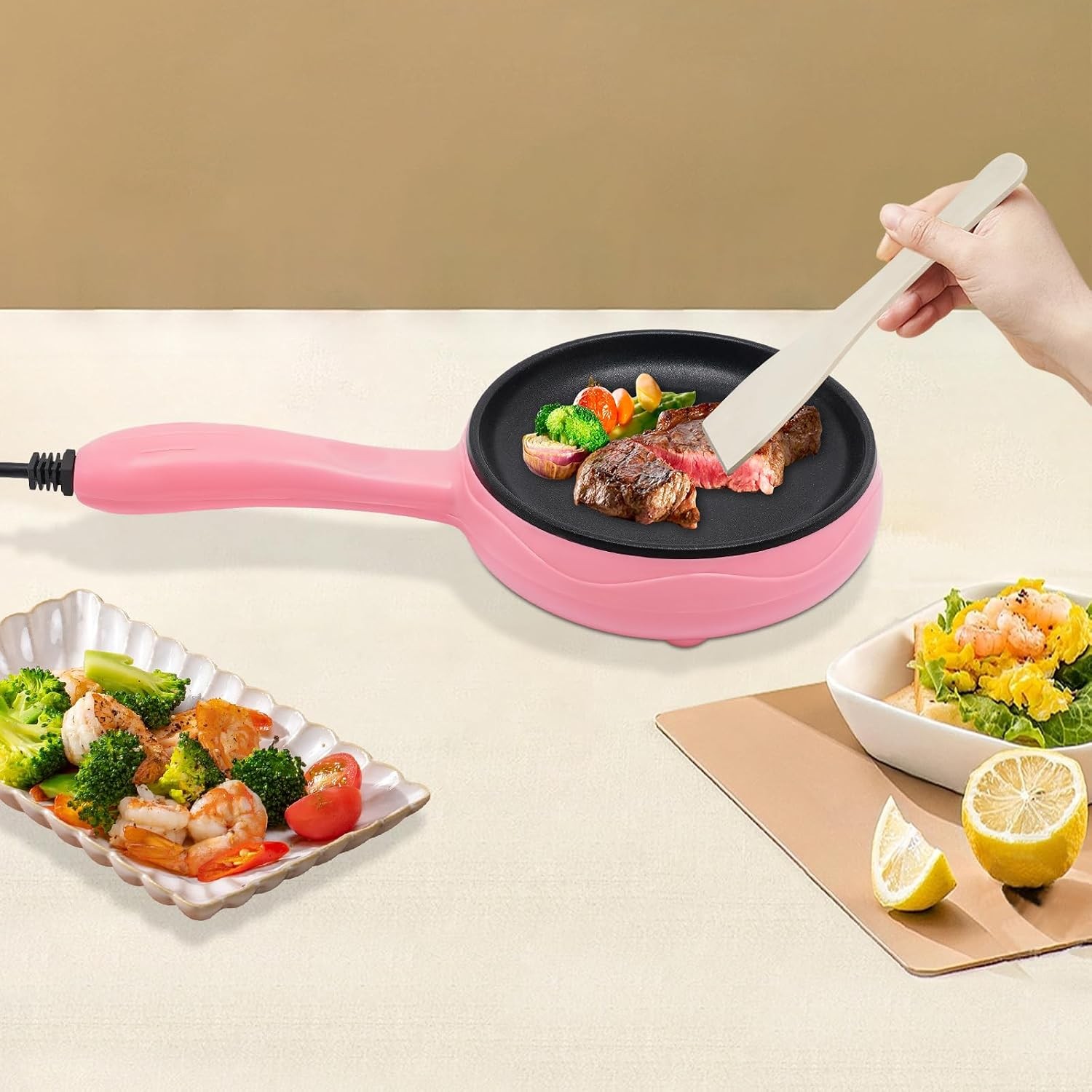 6-Inch Non-Stick Electric Skillet Rapid Heat Up Personal Mini Electric Round