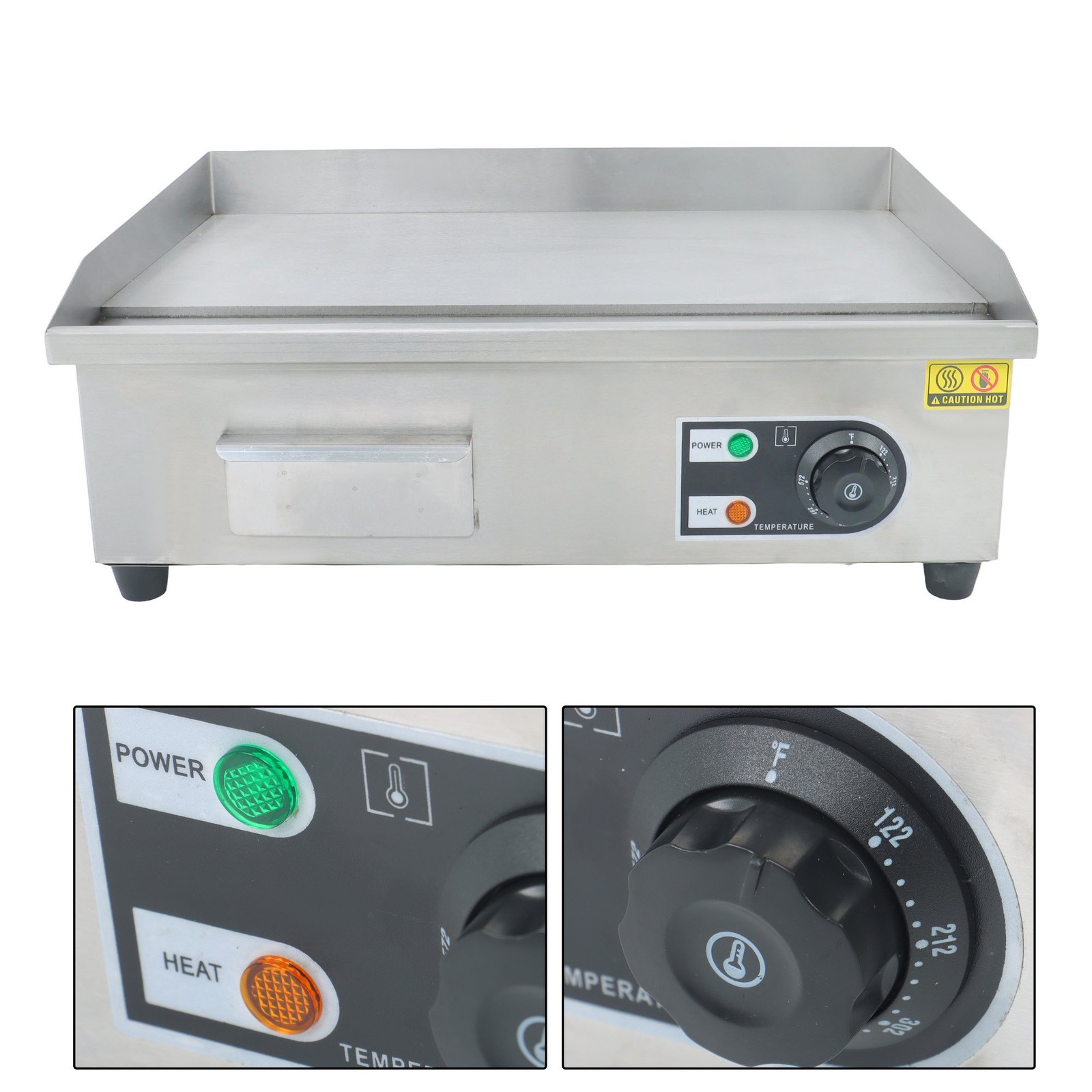 22″ 1600W Commercial Electric Countertop Griddle Flat Top Grill Hot Plate