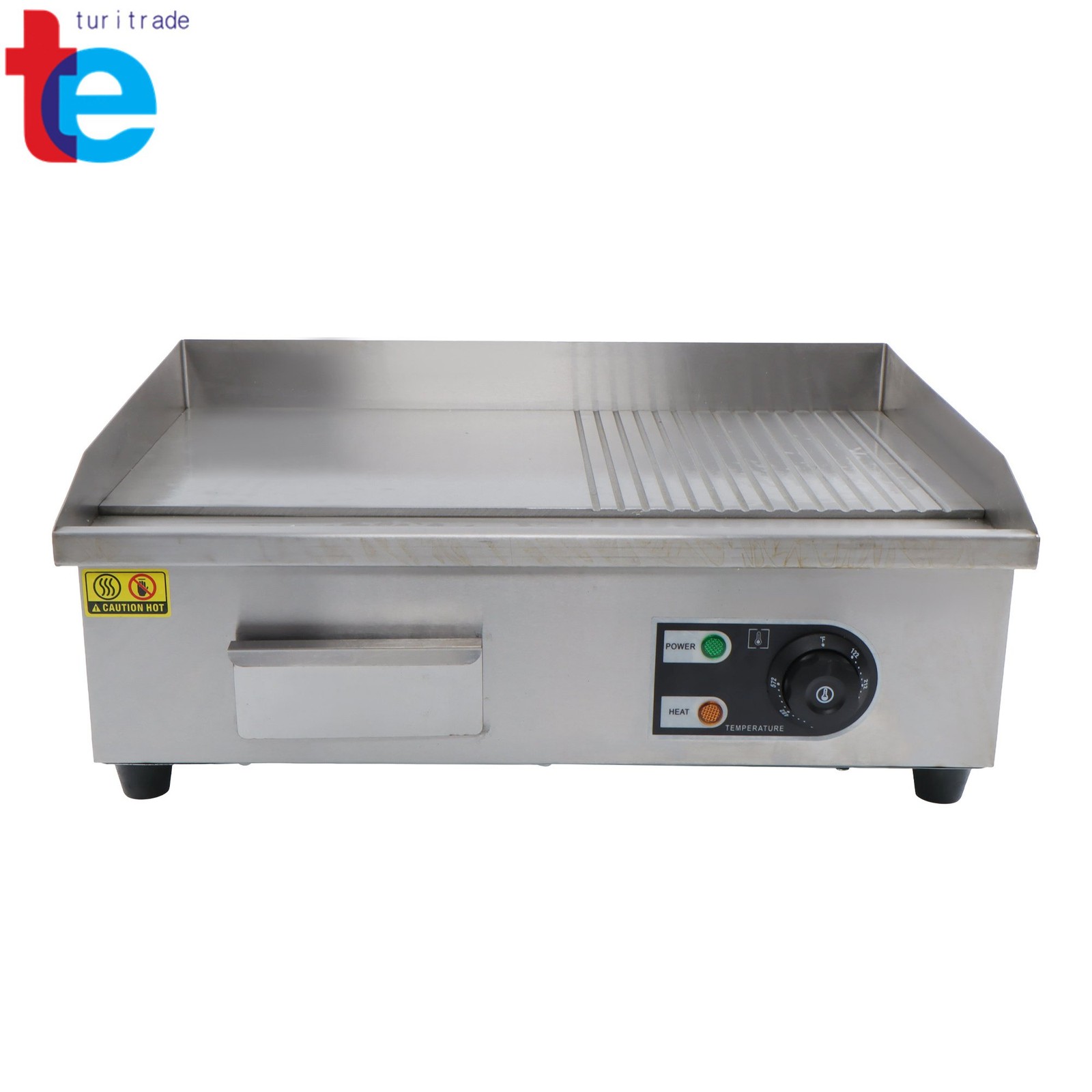Commercial Electric Griddle, 1600W Countertop Half-Flat Top Grill, 22in