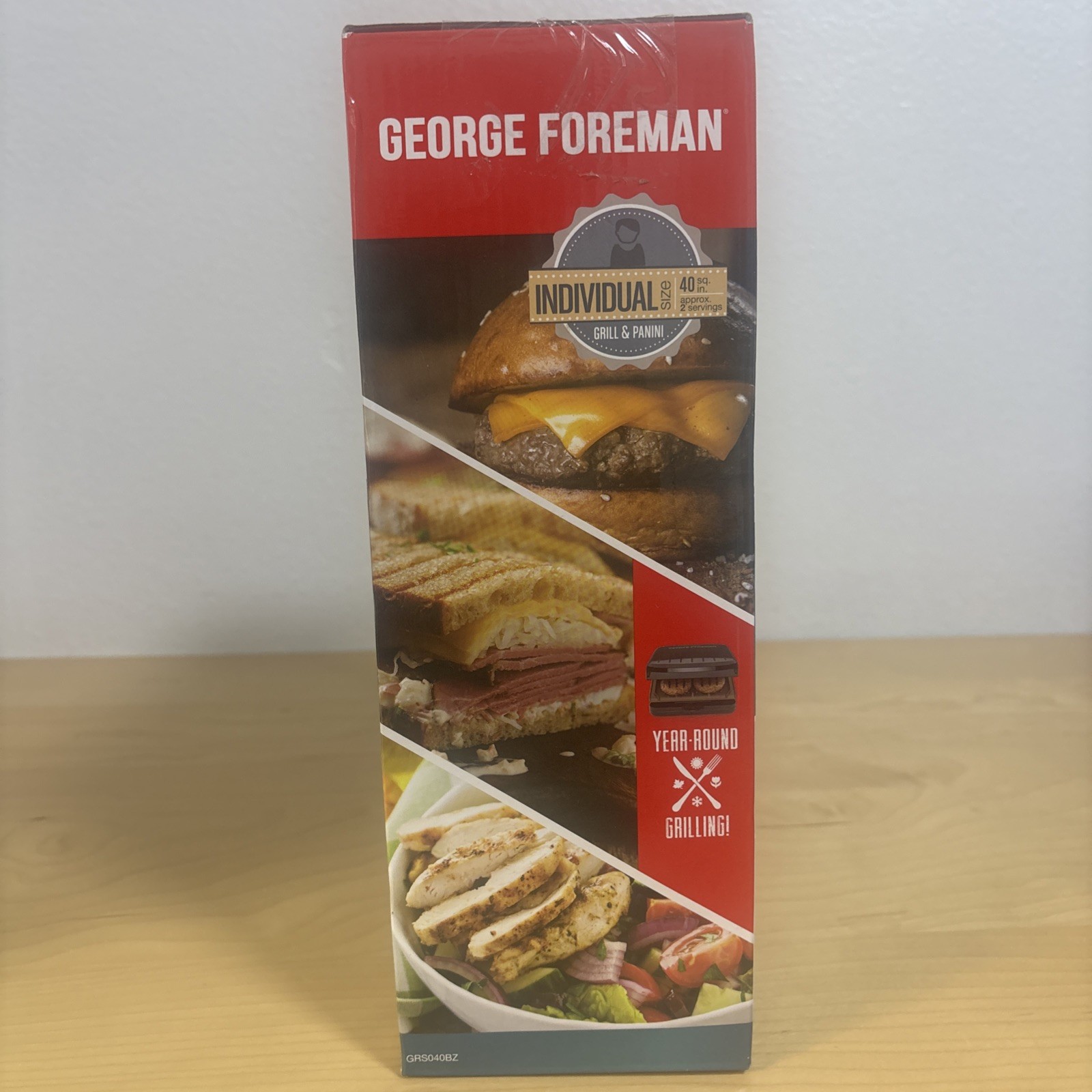 George Foreman GRS040 Electric Indoor Grill Panini Press 2-Serving Classic Plate