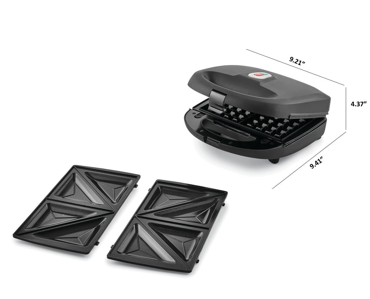 2 Slice Removable Plates Waffle & Sandwich Maker Ceramic Nonstick 750 Watts